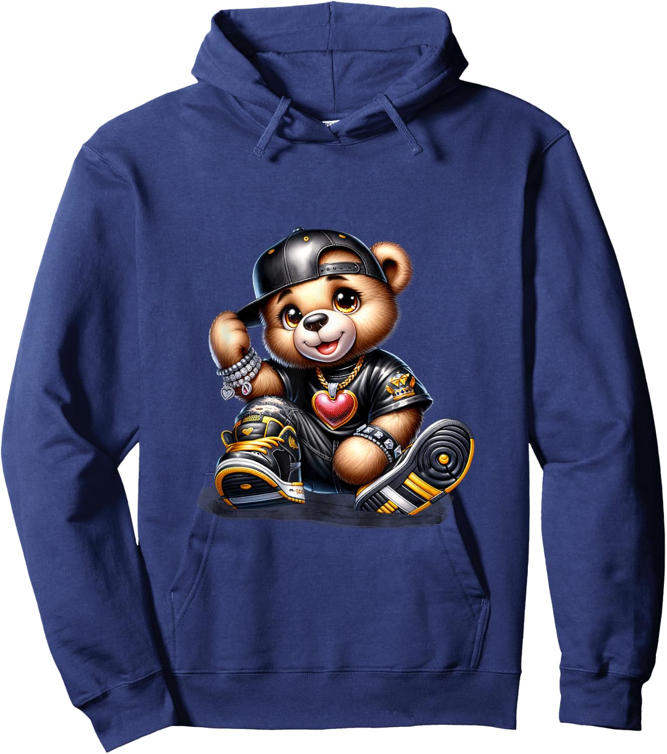 Small Cute Hip-Hop Teddy Bear Urban Teddy Bear Hoodie - Hoodie | Navy