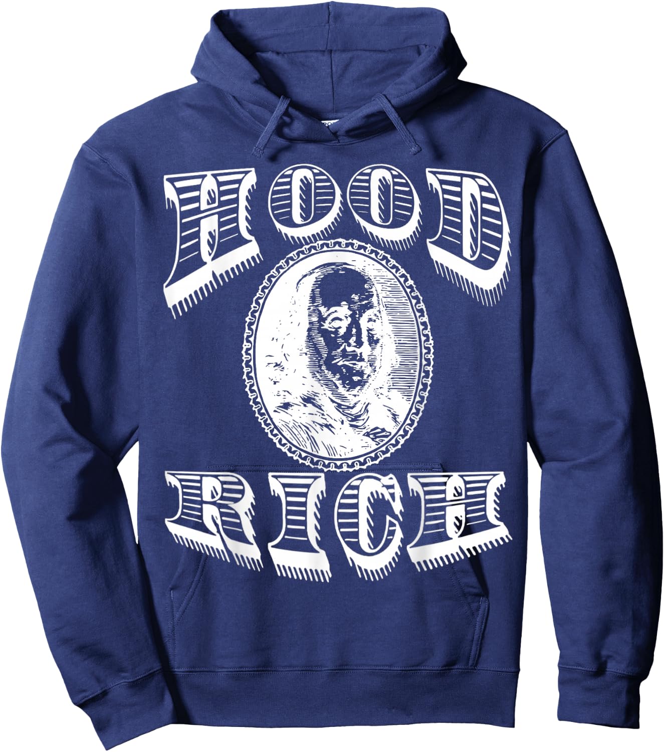 Hood Rich Benjamin Franklin Money Dollar Millionaire Hoodie - Hoodie | Navy
