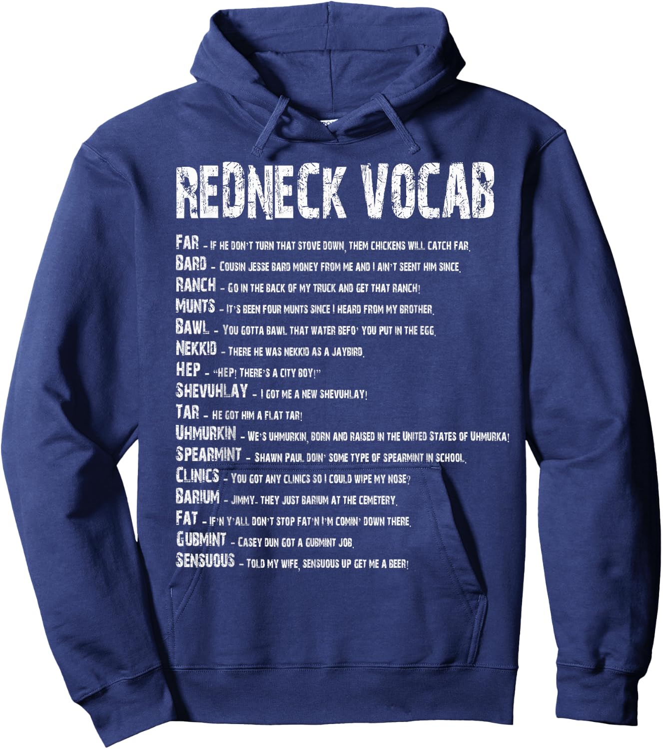 Redneck Vocab Southern Life Shirts Funny Rednecks Hoodie - Hoodie | Navy