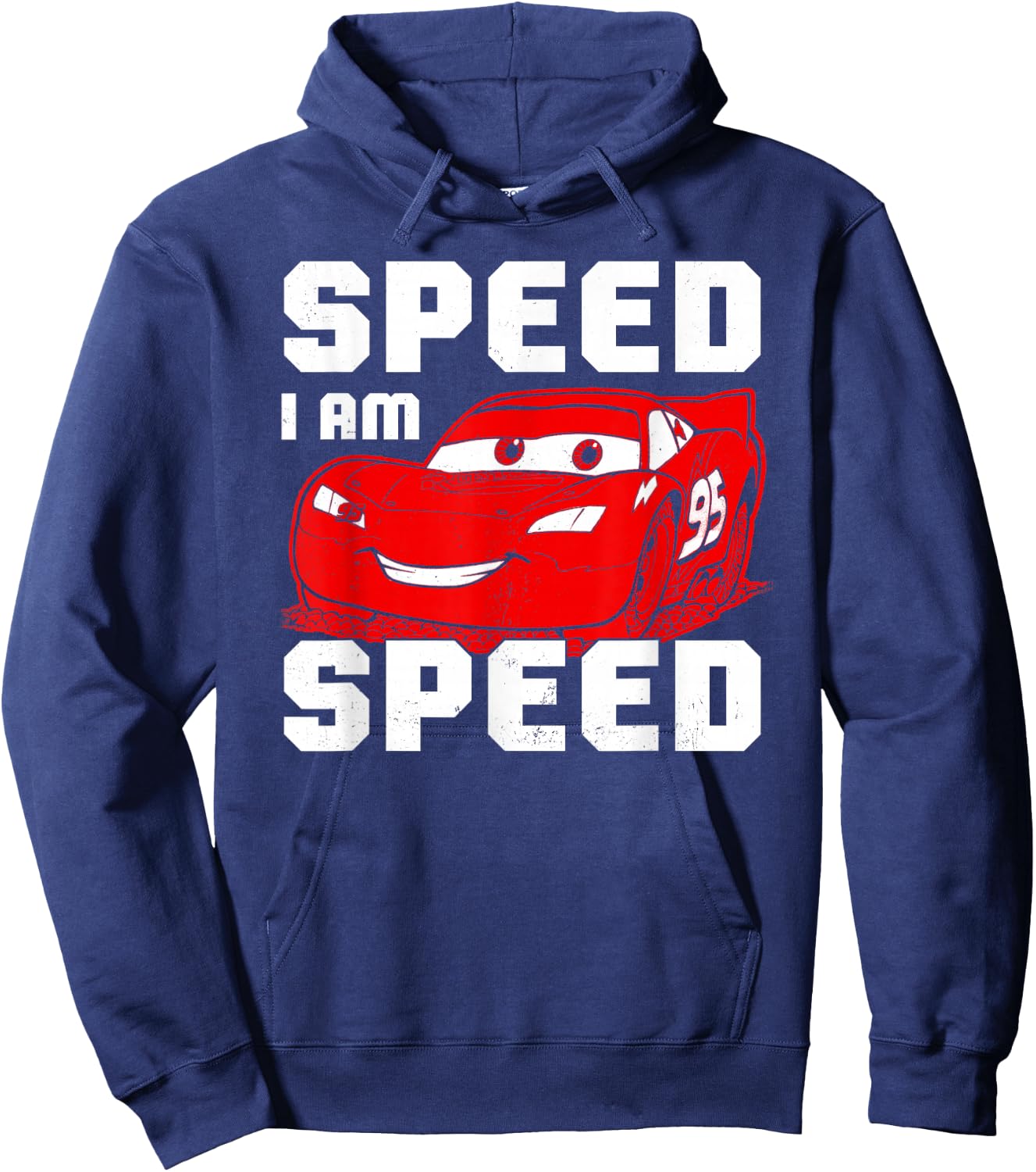 Disney Pixar Cars Lightning McQueen I Am Speed Vintage Logo Hoodie - Hoodie | Navy