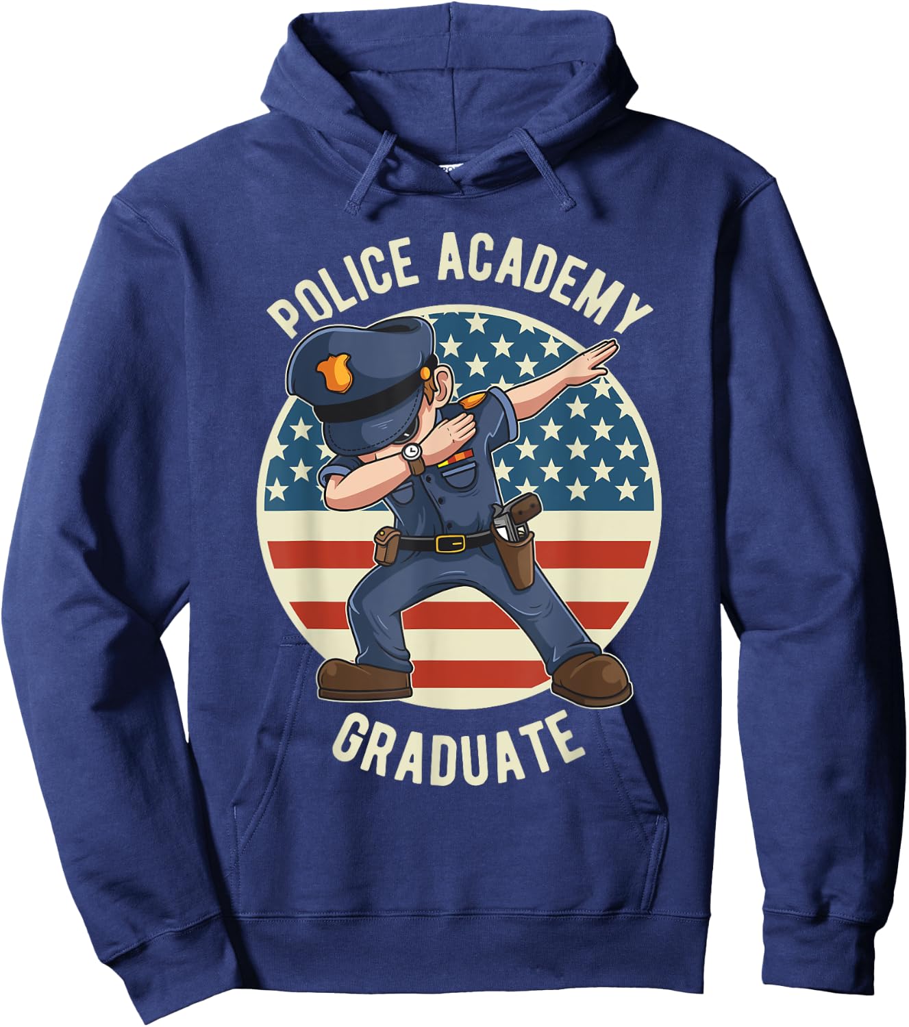 Dabbing Police Academy Cop Graduation Gift American Flag Hoodie - Hoodie | Navy