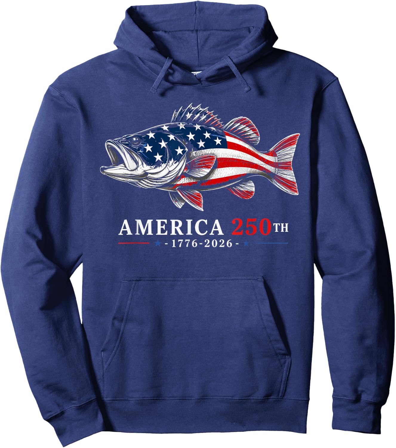 250 America Years 1776 2026 Fishing USA Flag 250th Birthday Hoodie - Hoodie | Navy