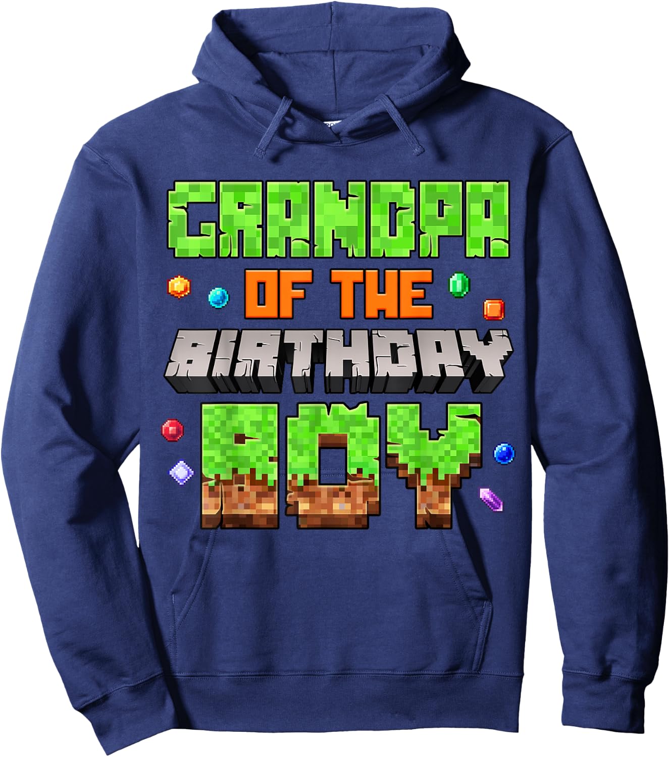 Grandpa Of The Birthday Boy Pixel Gaming Video Game Kids Hoodie - Hoodie | Navy