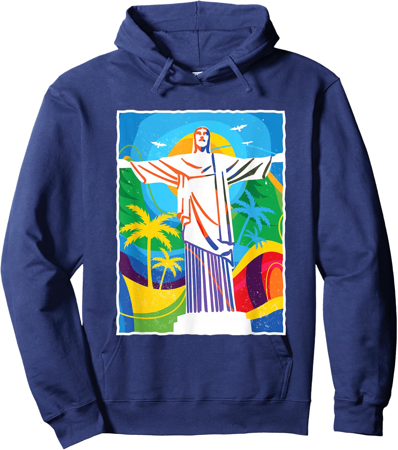 Rio De Janeiro - Colourful Jesus Brazil Travel Souvenir Gift Hoodie - Hoodie | Navy