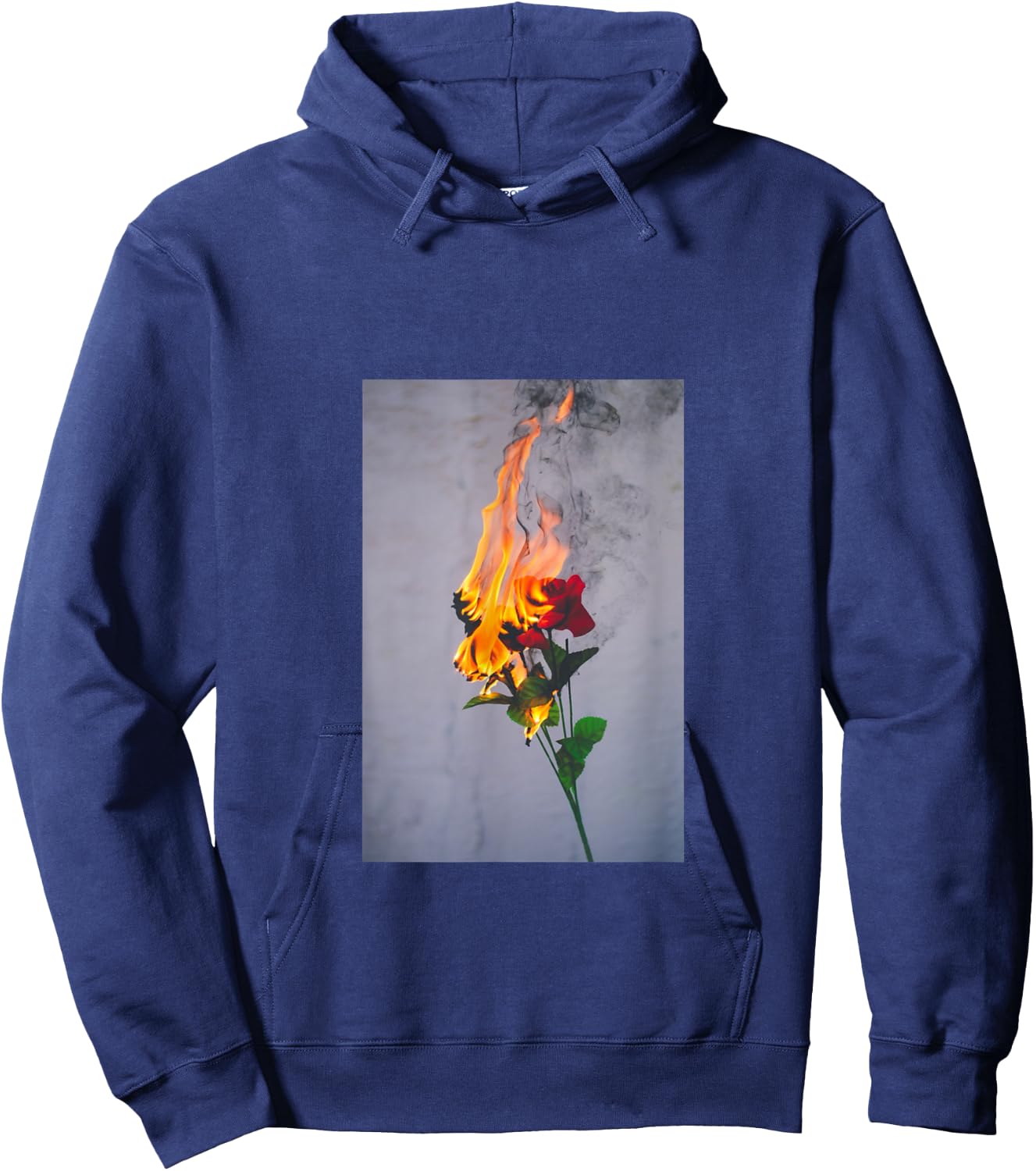 Sad Boy Sad Girl Aesthetic Burning Red Flower Pastel Hoodie - Hoodie | Navy