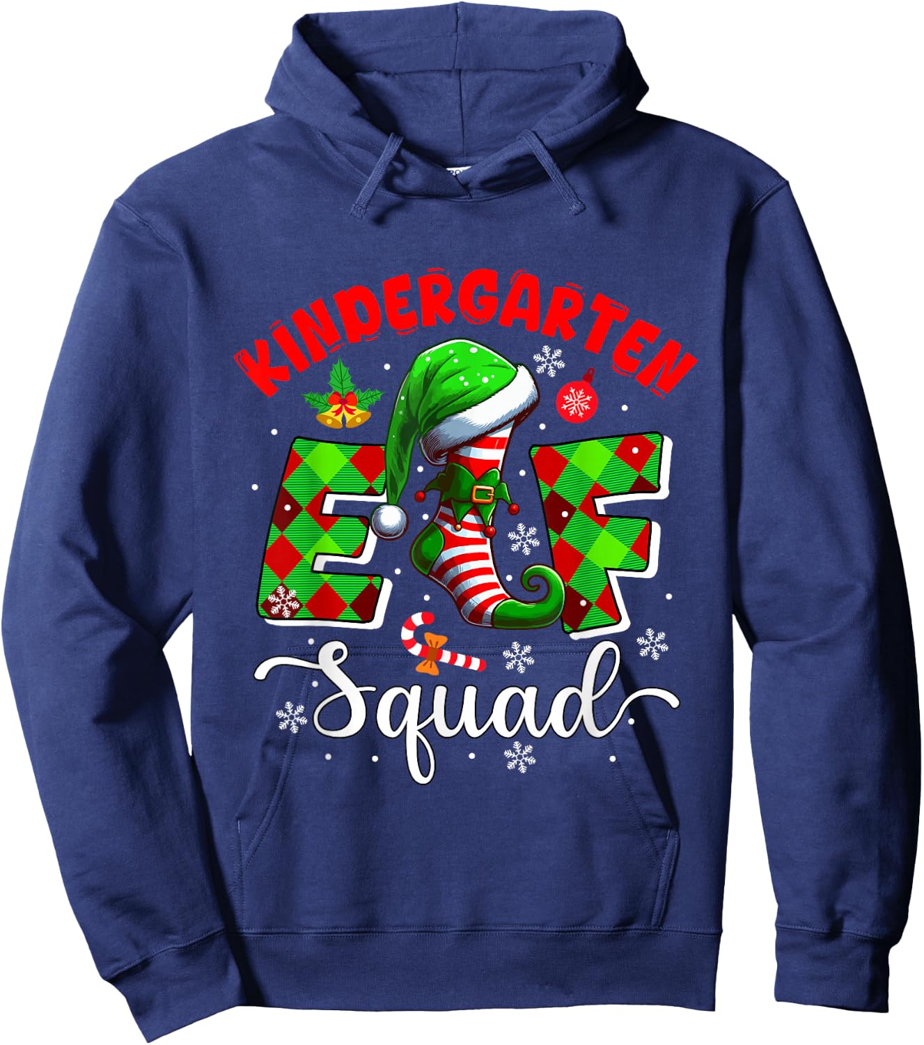 Kindergarten Elf Squad Christmas Teachers Students Team Hoodie - Hoodie | Navy