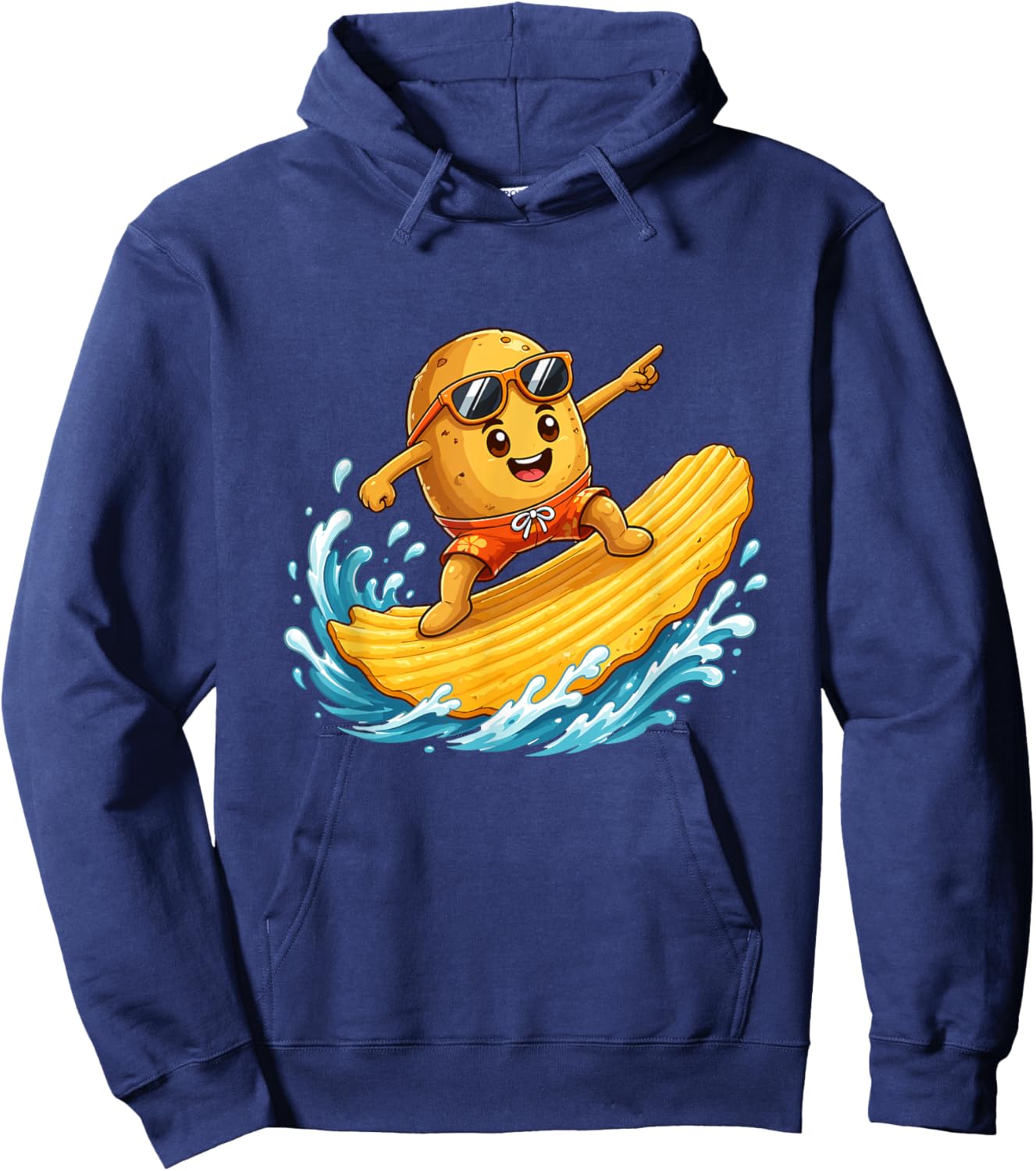 Surfing Potato Chip Wave Cool Sunglasses Hoodie - Hoodie | Navy
