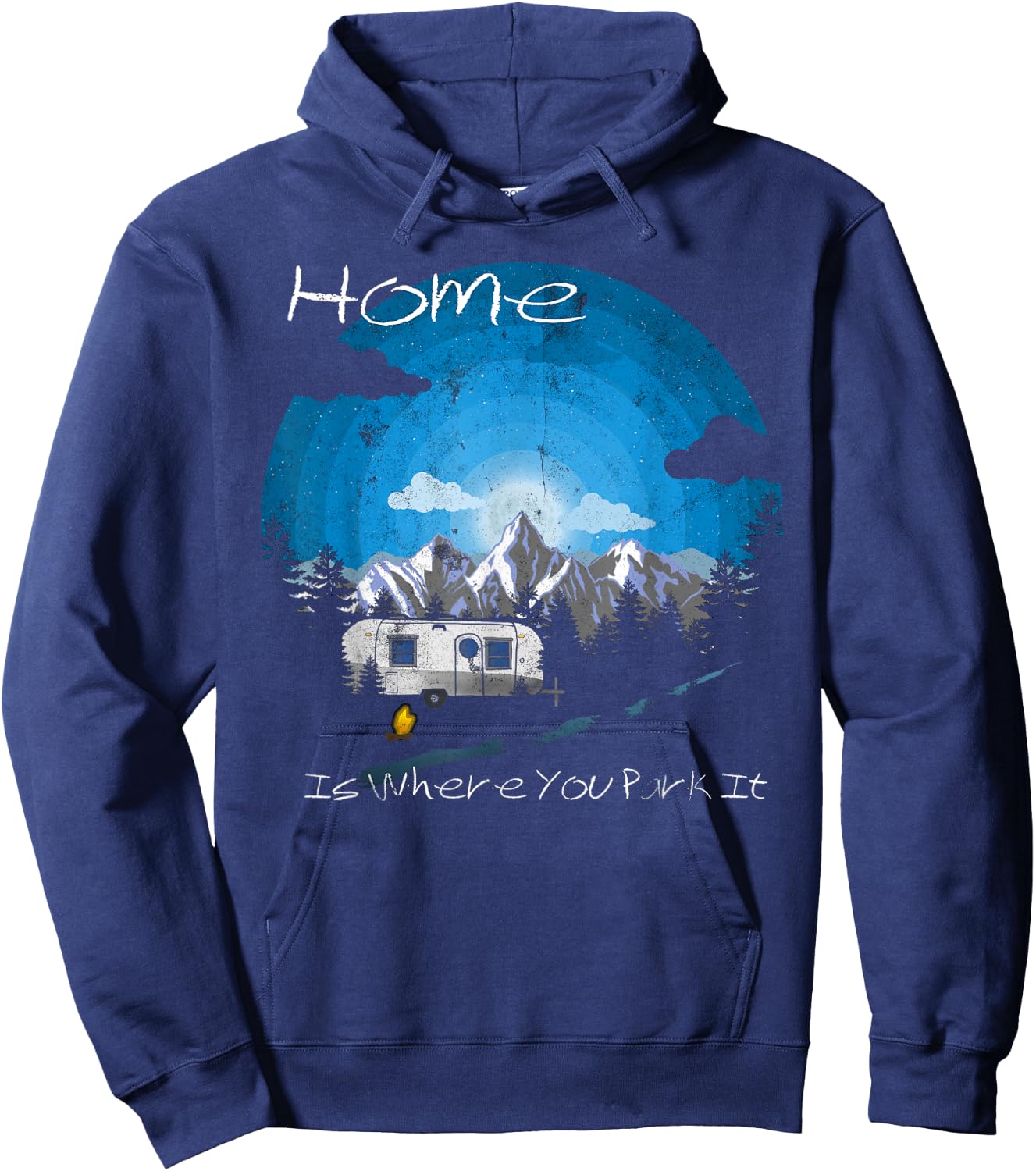 Home is Where You Park It Vintage Camping Trailer Hoodie - Hoodie | Navy