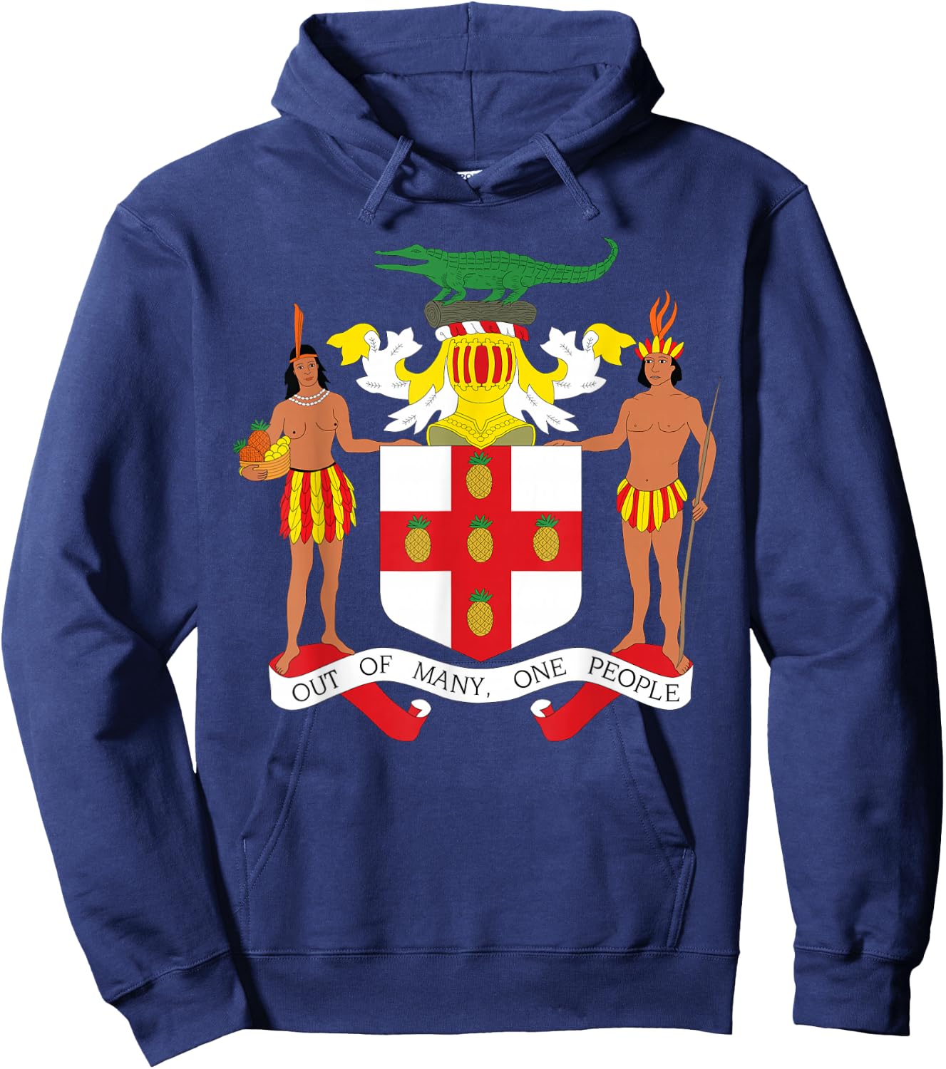 Jamaican Coat of Arms T Shirt, Coat of Arms of Jamaica Shirt Hoodie - Hoodie | Navy
