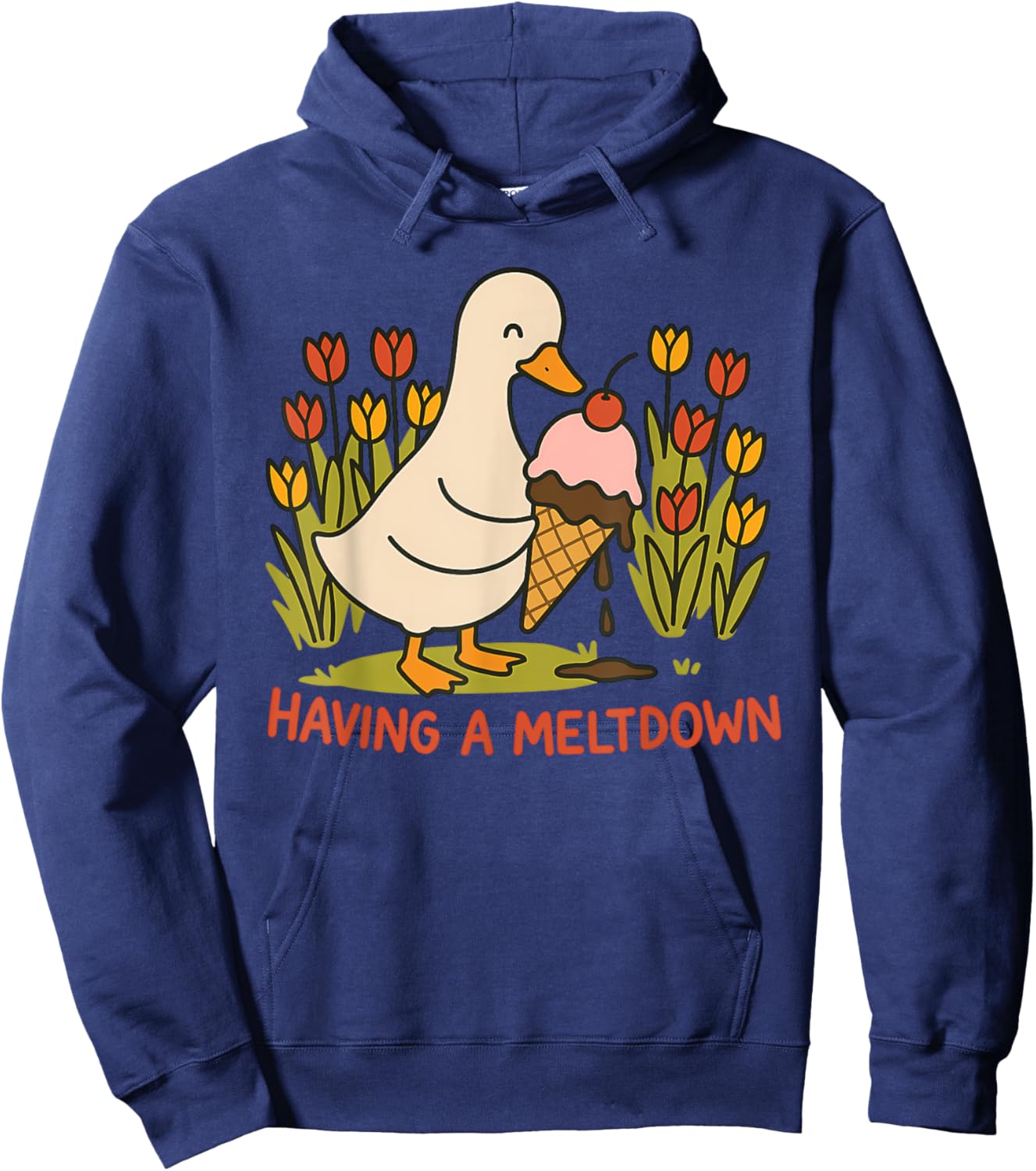 Having A Meltdown Funny Goose Design Hoodie - Hoodie | Navy