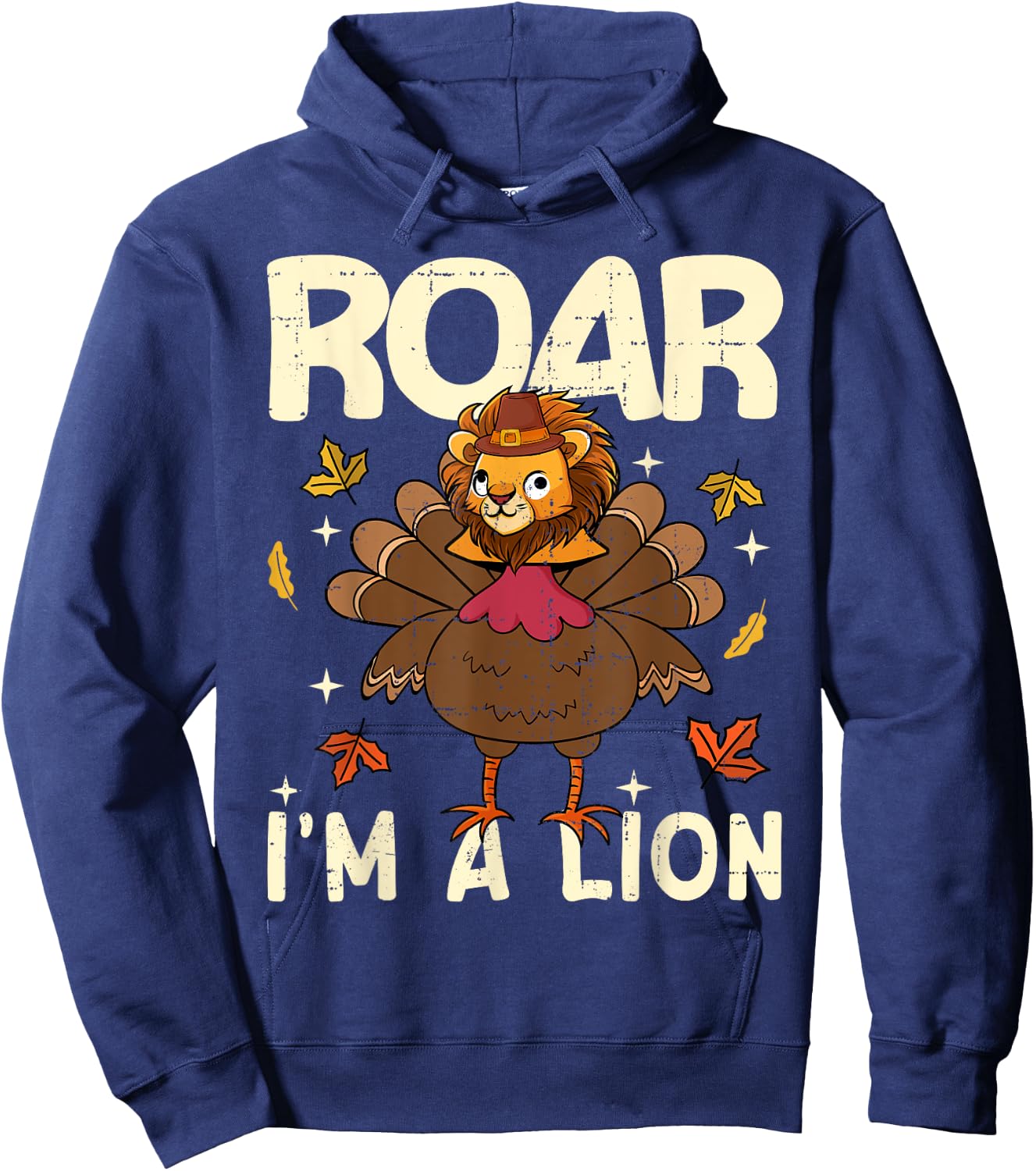 Thanksgiving Fake Lion Thanksgiving Turkey Lion Funny Hoodie - Hoodie | Navy
