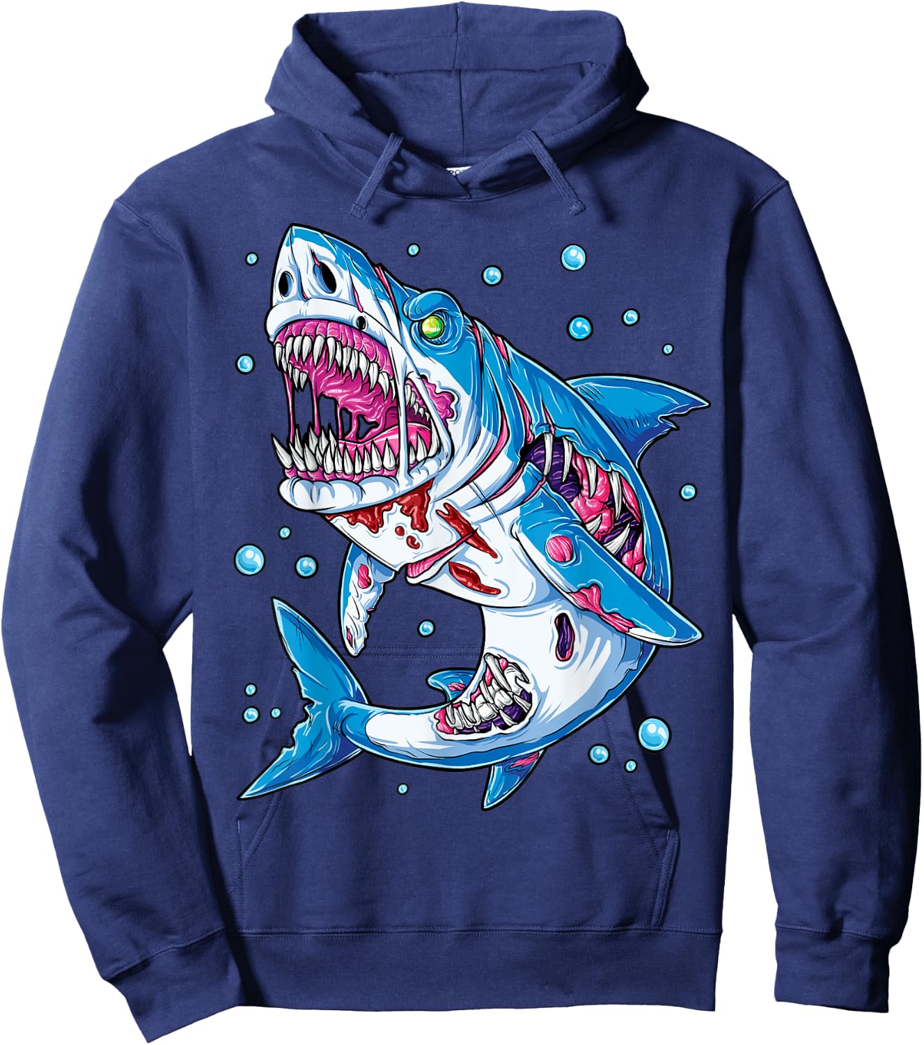 Shark Zombie Halloween Boys Men Skeleton Skull Rib Cage Hoodie - Hoodie | Navy