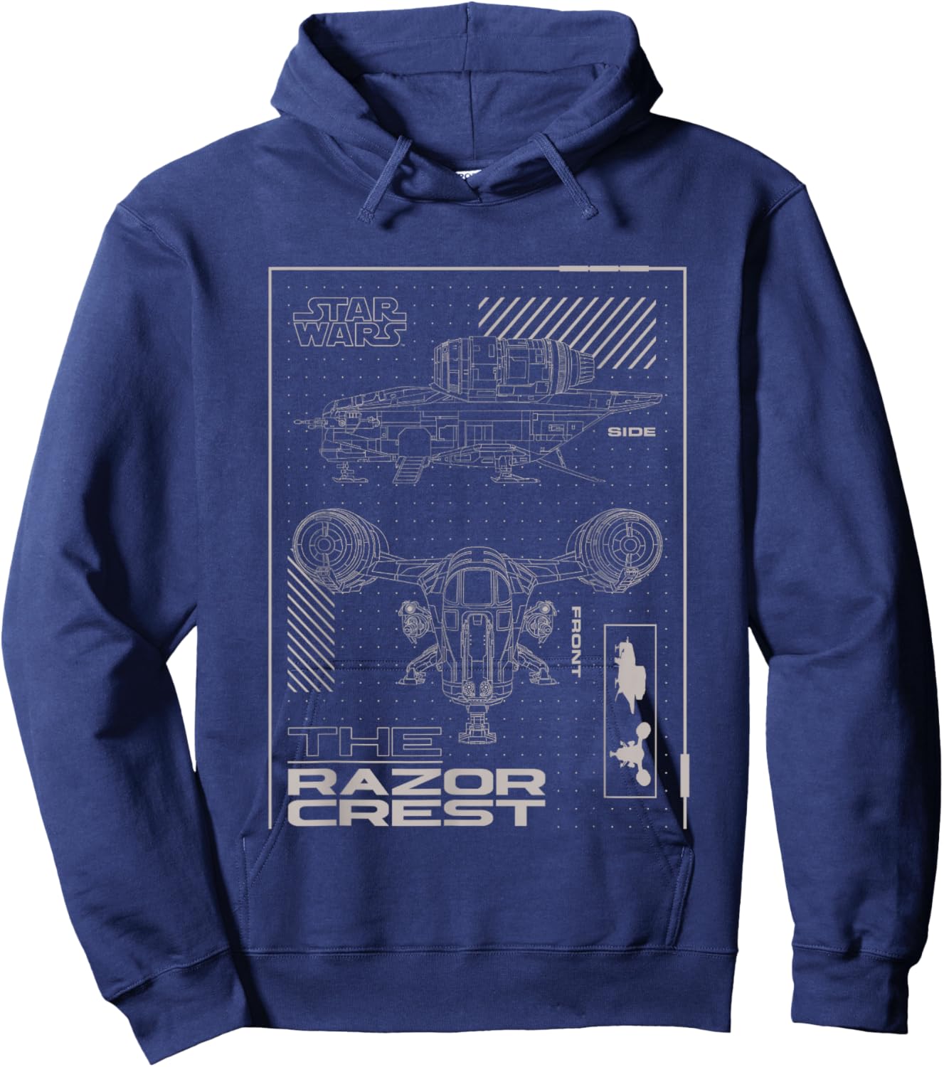 Star Wars Classic Razor Crest Blueprint Hoodie - Hoodie | Navy