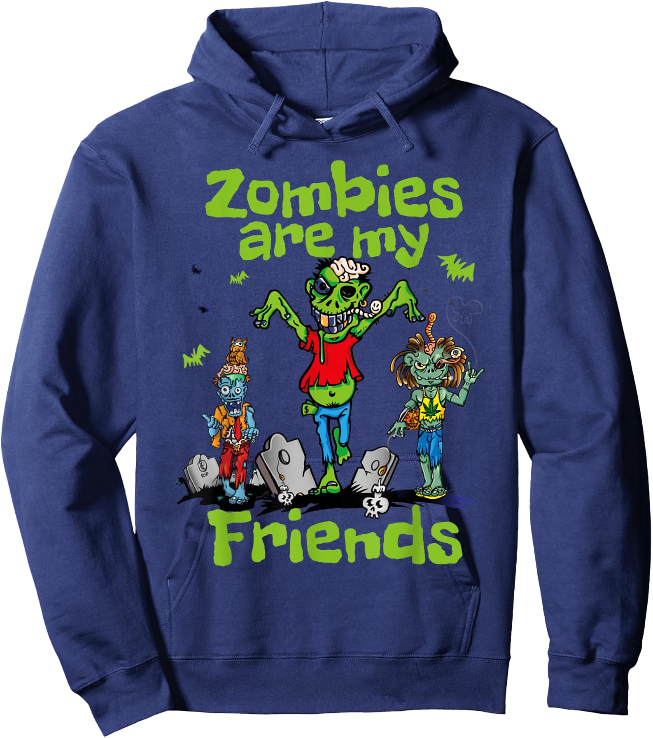 Zombies Are My Friends Spooky Undead Halloween BFF Hoodie - Hoodie | Navy