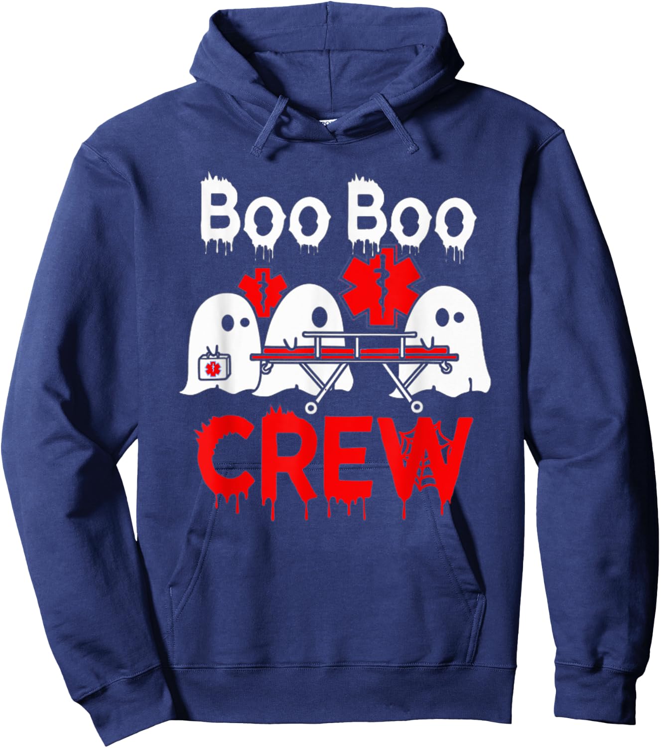 Ghost Boo Boo Crew EMT Paramedic Nurse Halloween Hoodie - Hoodie | Navy