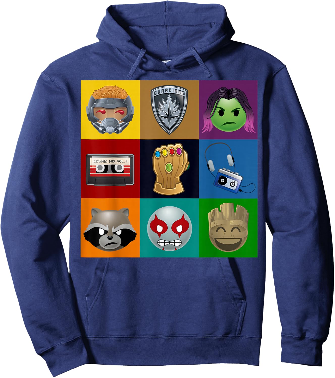 Marvel Guardians of The Galaxy Emoticon Graphic Small Hoodie - Hoodie | Navy