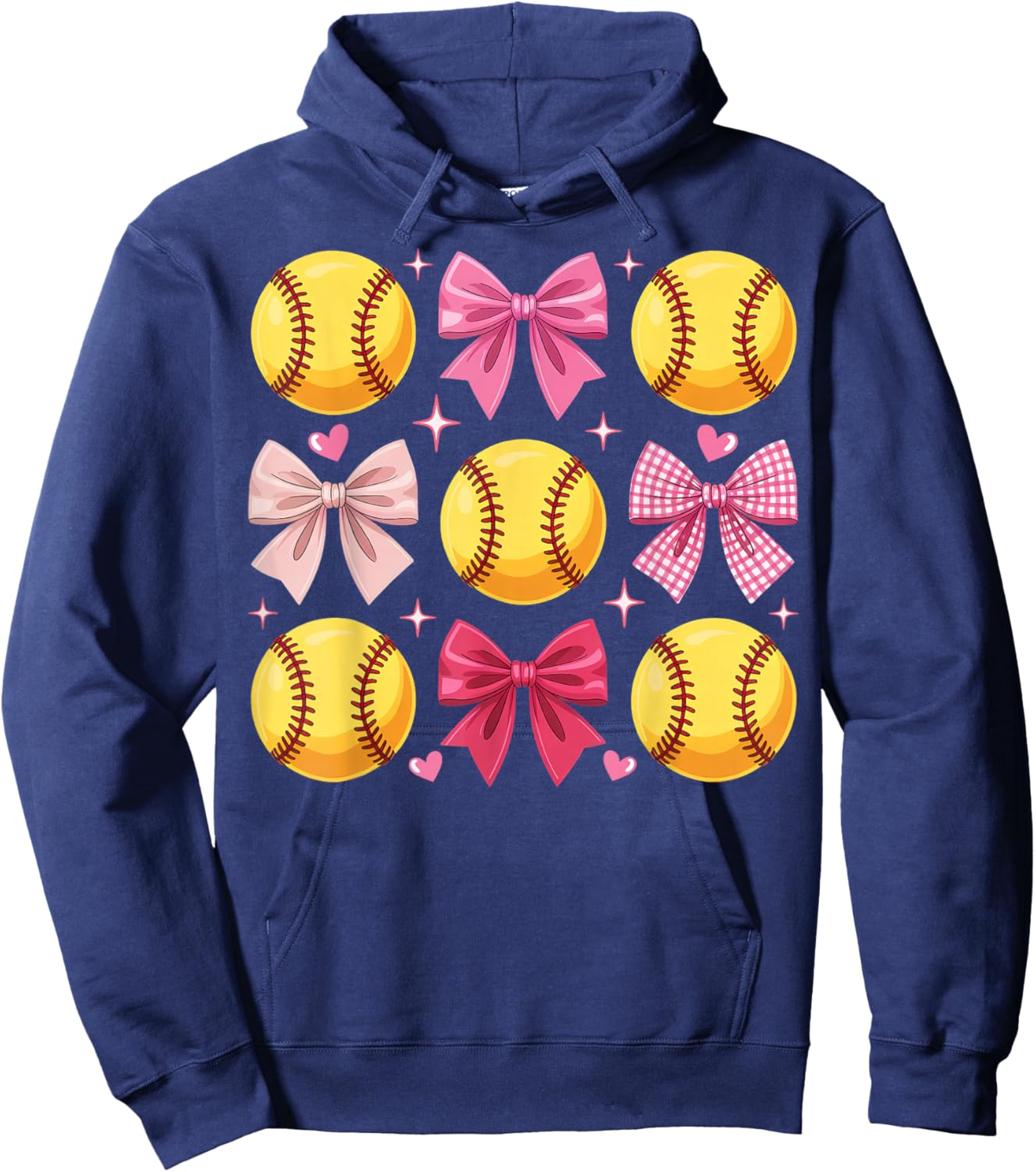 Girls Softball Pink Coquette Bow Softball Vibes Toddler Hoodie - Hoodie | Navy
