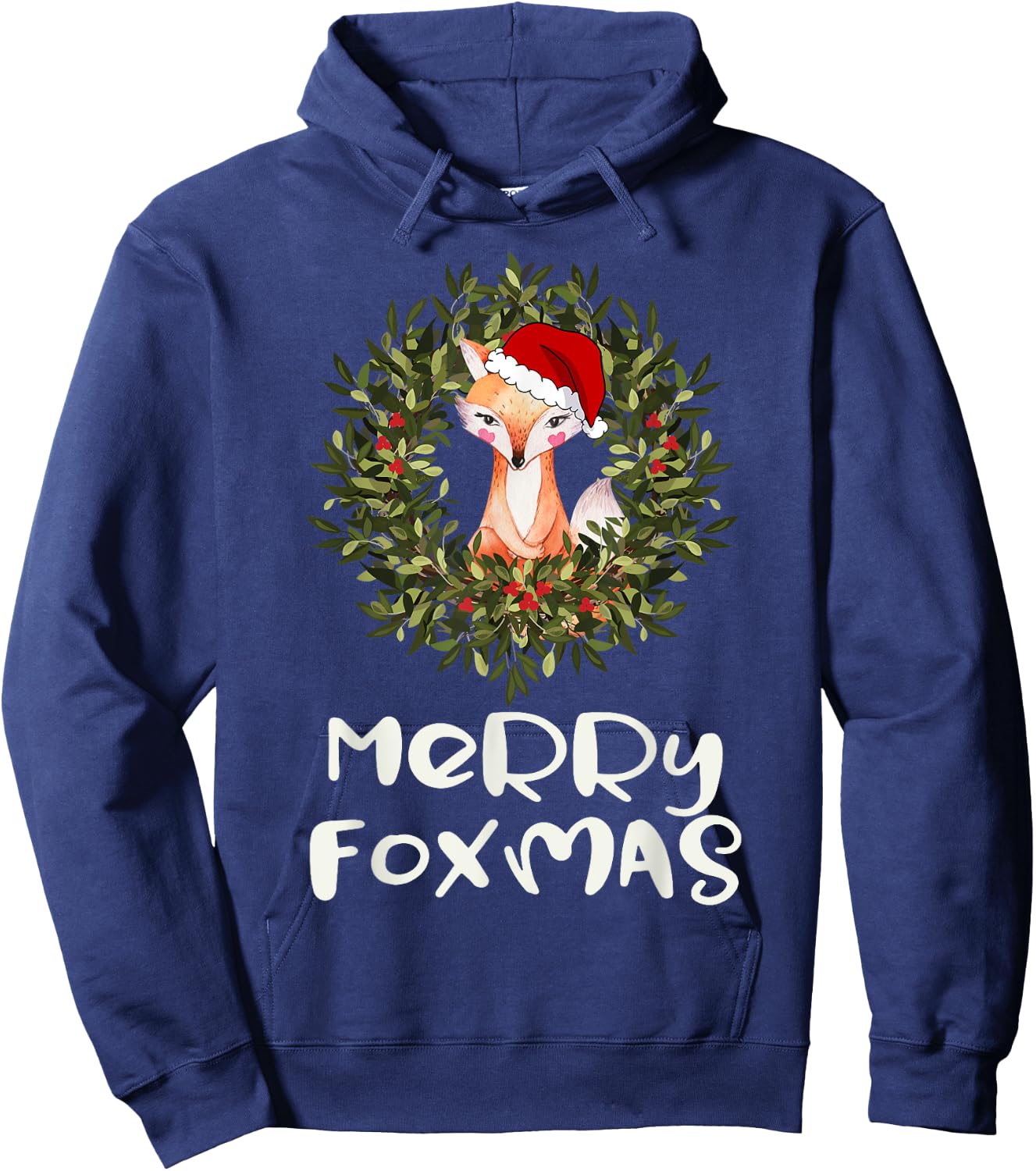 Cute Santa Fox Xmas Merry Foxmas Hoodie - Hoodie | Navy