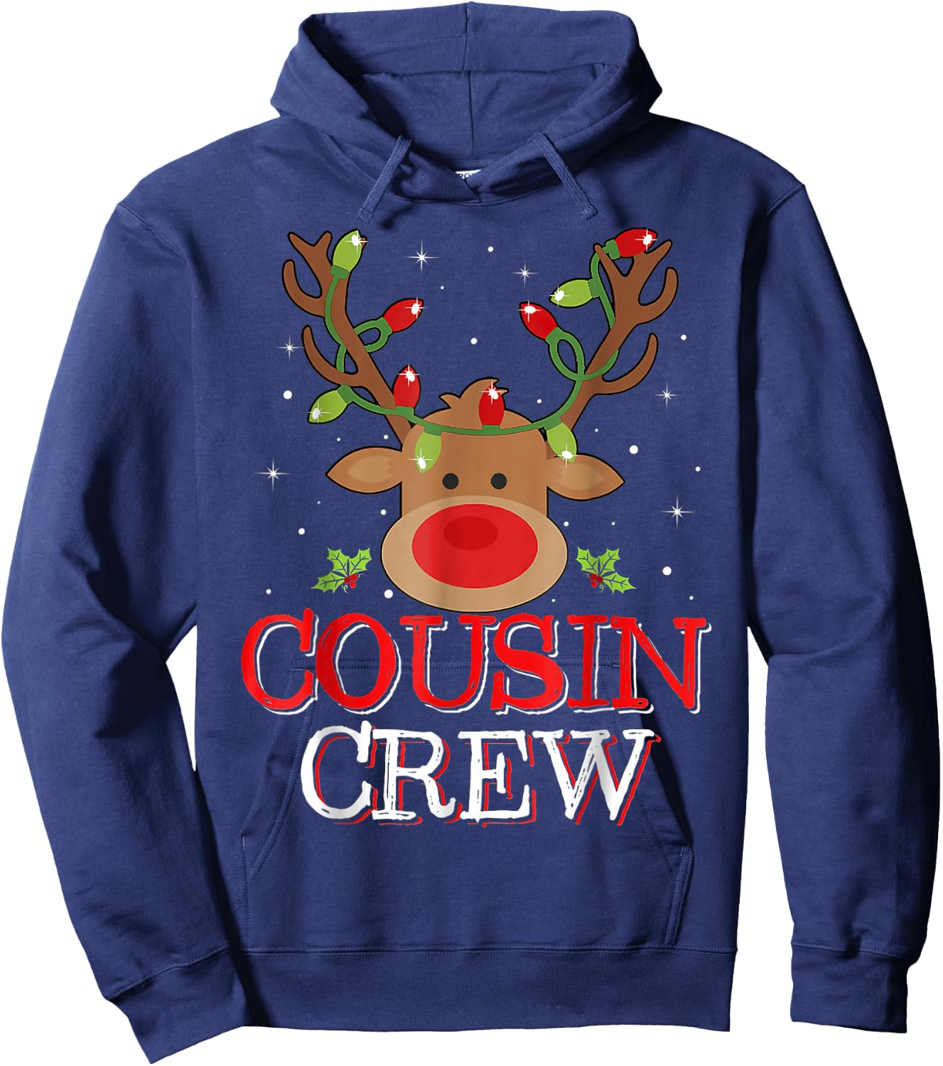 Cousin Crew Reindeer Christmas Family Pajamas Hoodie - Hoodie | Navy