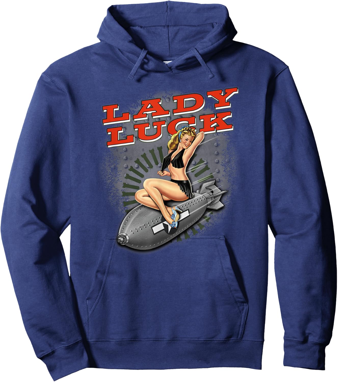 Lady Luck" Super nice Bomber nose art Hoodie - Hoodie | Navy