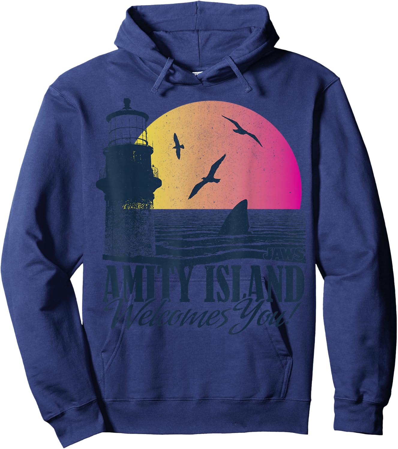 Jaws Amity Island Welcomes You Sunset Hoodie - Hoodie | Navy