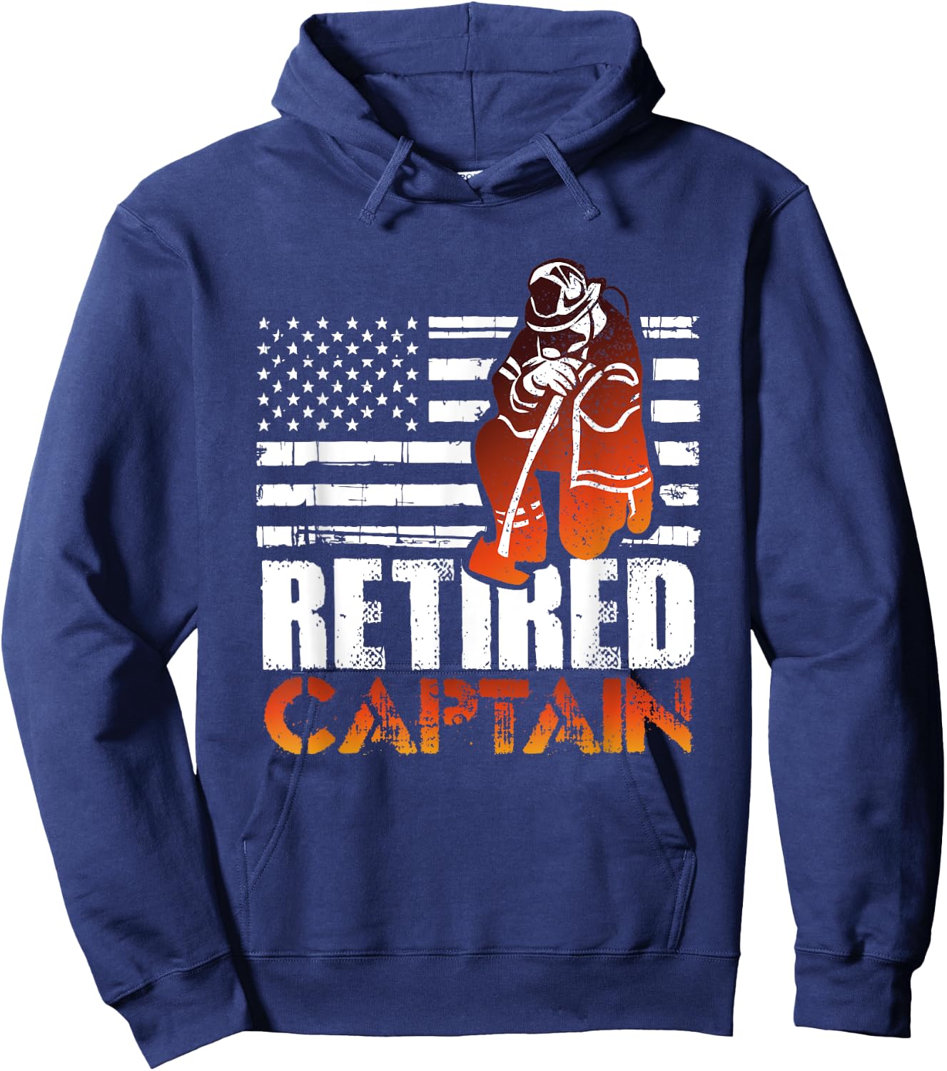 Retired American Firefighter Captain Retirement Gift Hoodie - Hoodie | Navy