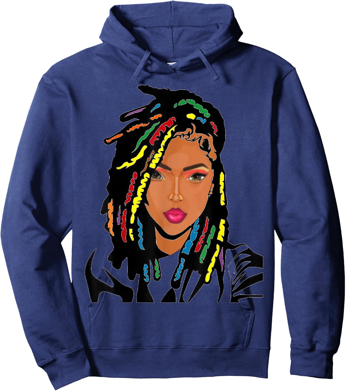 Natural Hair Black Women LOC'd Dreadloc Beauty Design 2 Hoodie - Hoodie | Navy