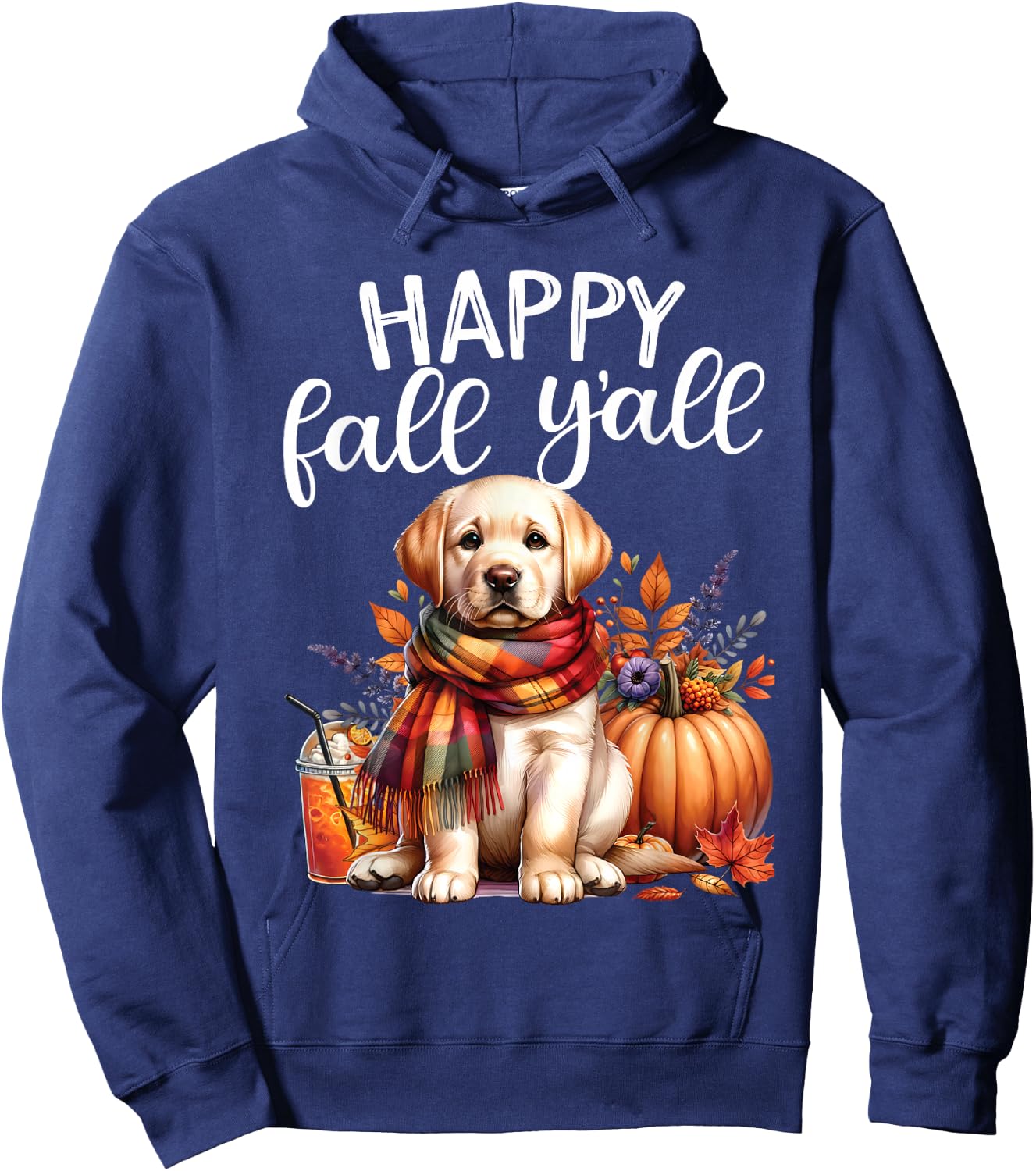 Labrador Retriever Dog pumpkin spice Happy Fall Yall autumn Hoodie - Hoodie | Navy