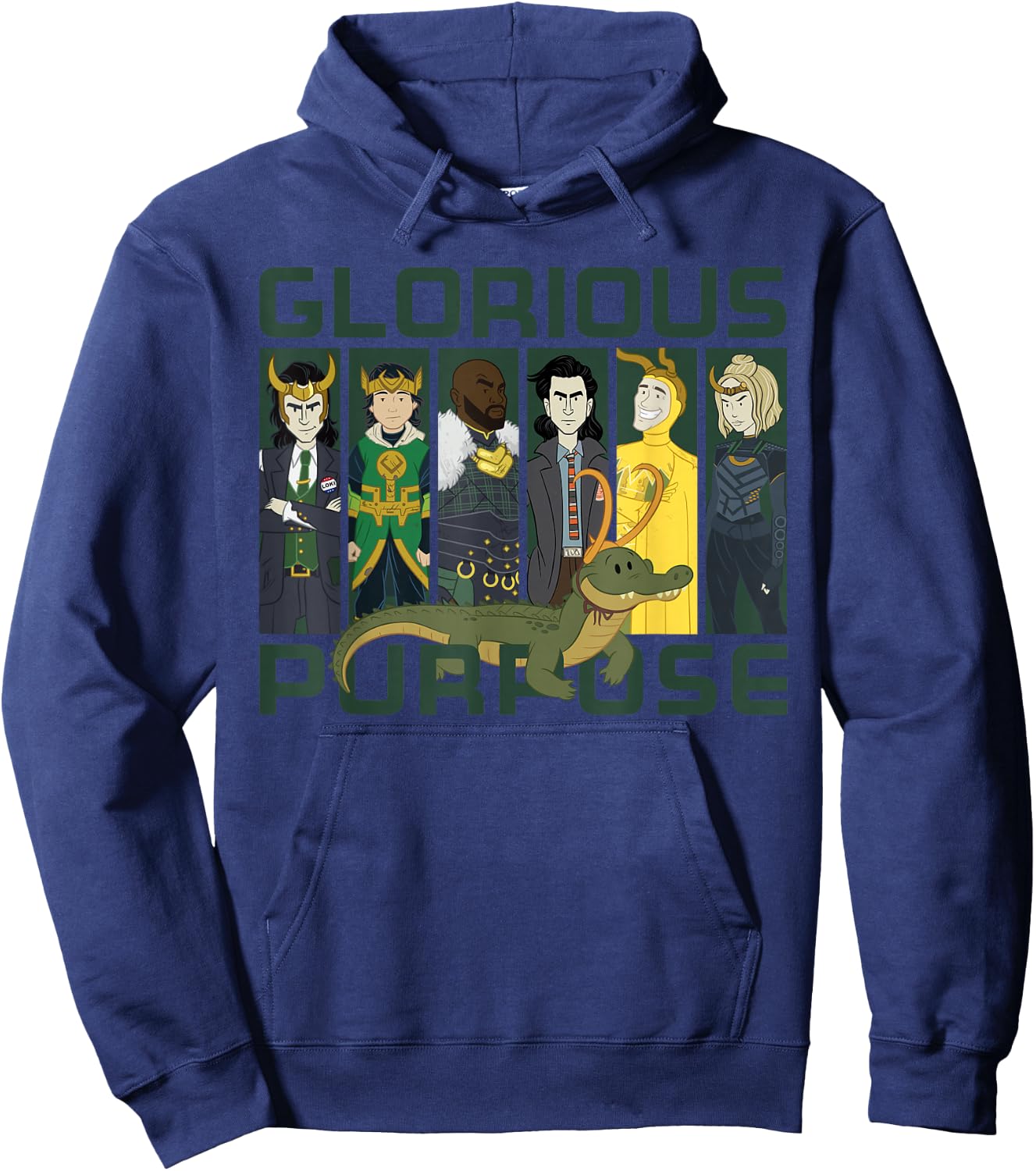 Marvel Loki Variants Alligator Loki Glorious Purpose Small Hoodie - Hoodie | Navy