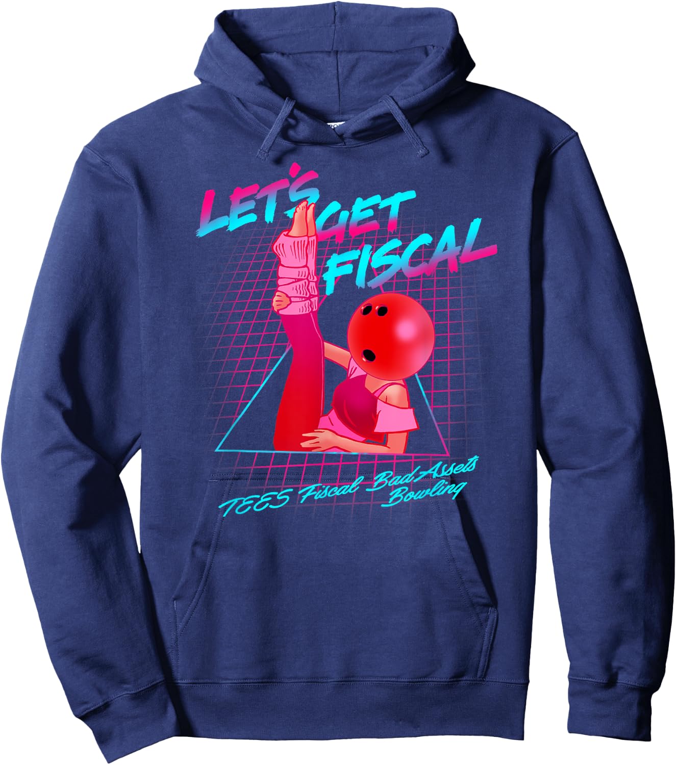 Let's Get Fiscal 1980's style Bowling Hoodie - Hoodie | Navy