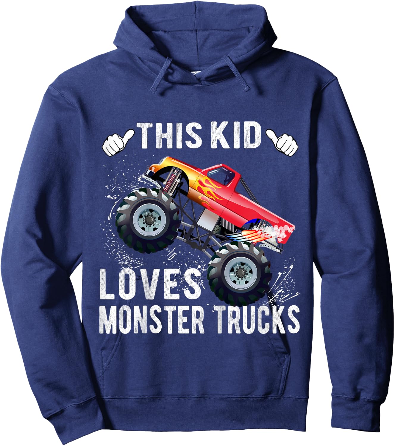Kids This Kid Loves Monster Trucks Boys and Girls Gift Hoodie - Hoodie | Navy