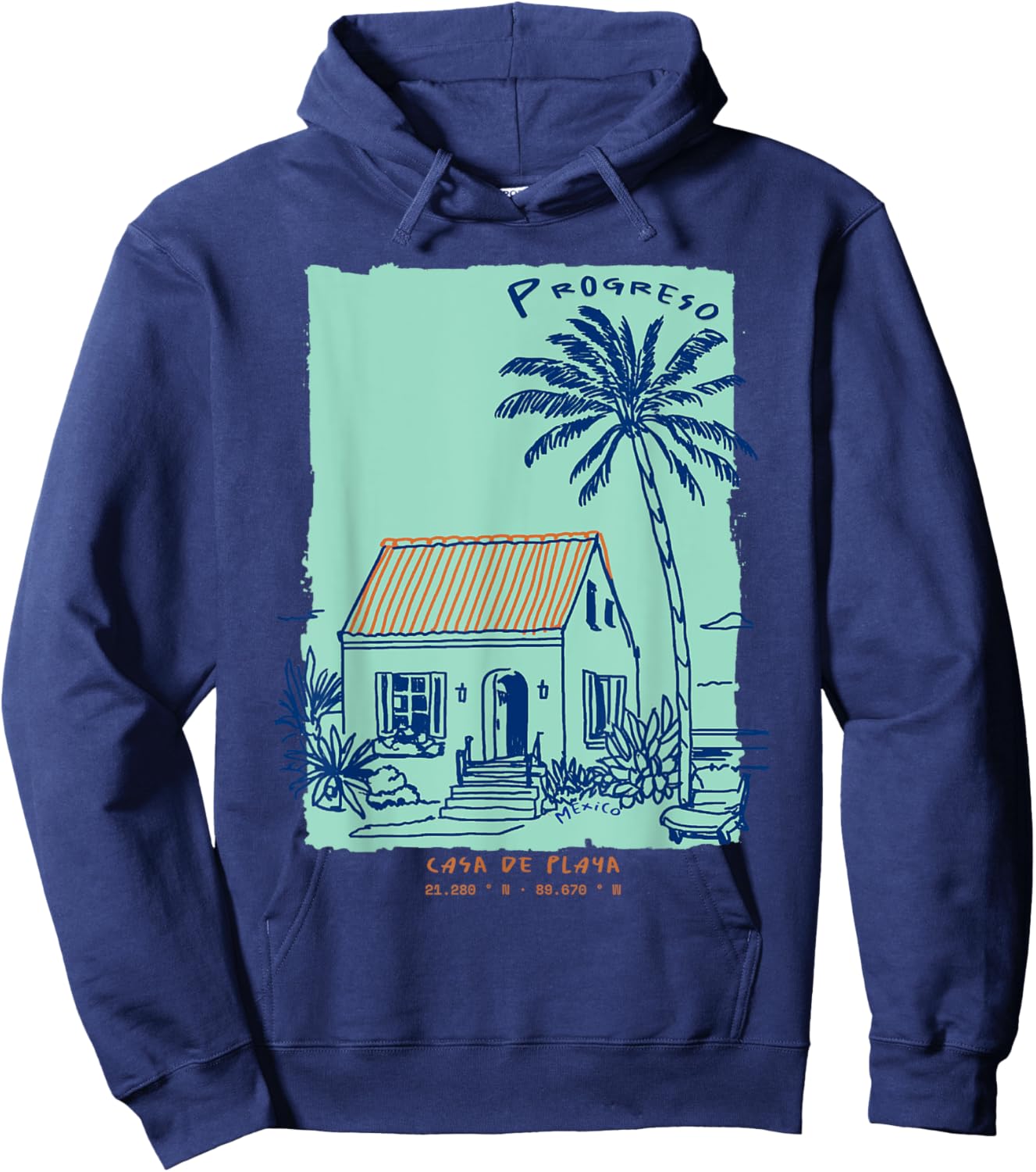Progreso Mexico Souvenir Yucatan Cruise Port Vintage Art Hoodie - Hoodie | Navy