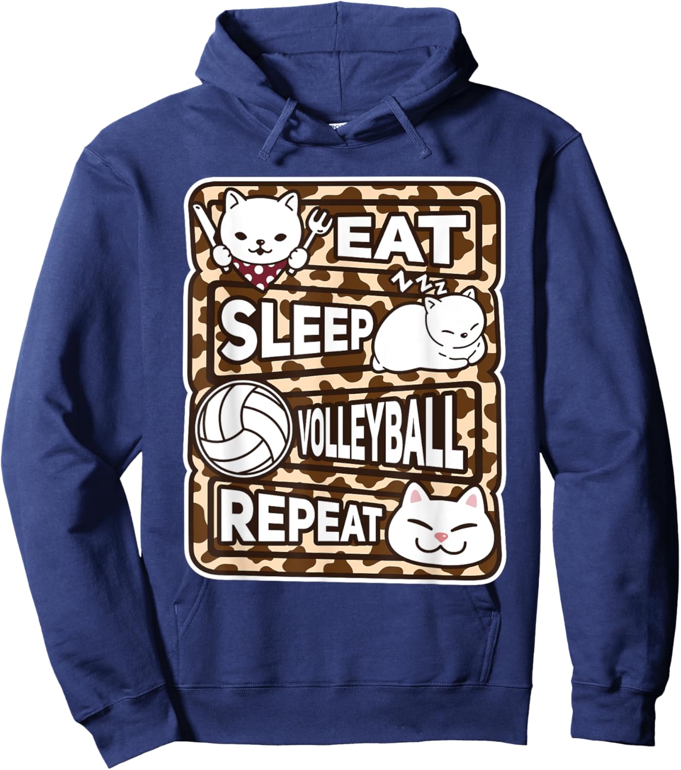 Eat Sleep Volleyball Repeat Girl Boy Volleyball Lover Outfit Hoodie - Hoodie | Navy