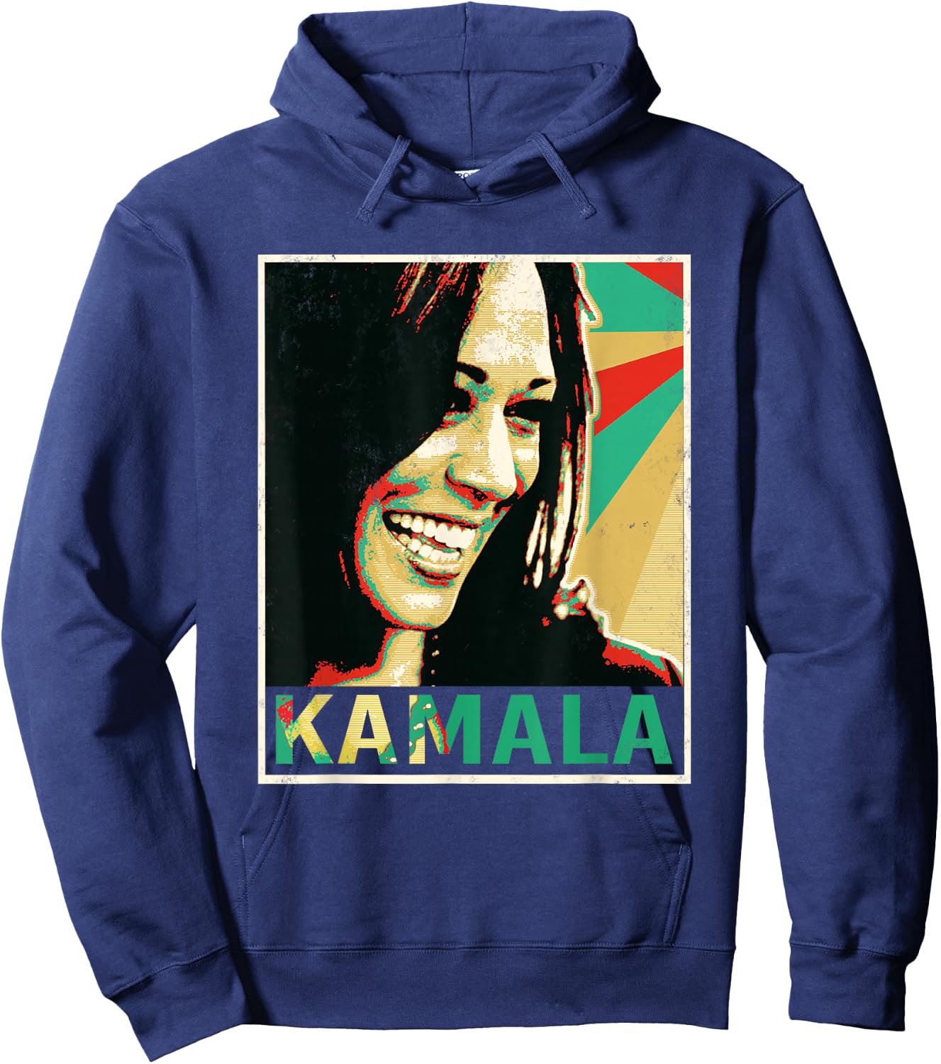 Madam President 2024 Kamala Harris Laughing Portrait Hoodie - Hoodie | Navy