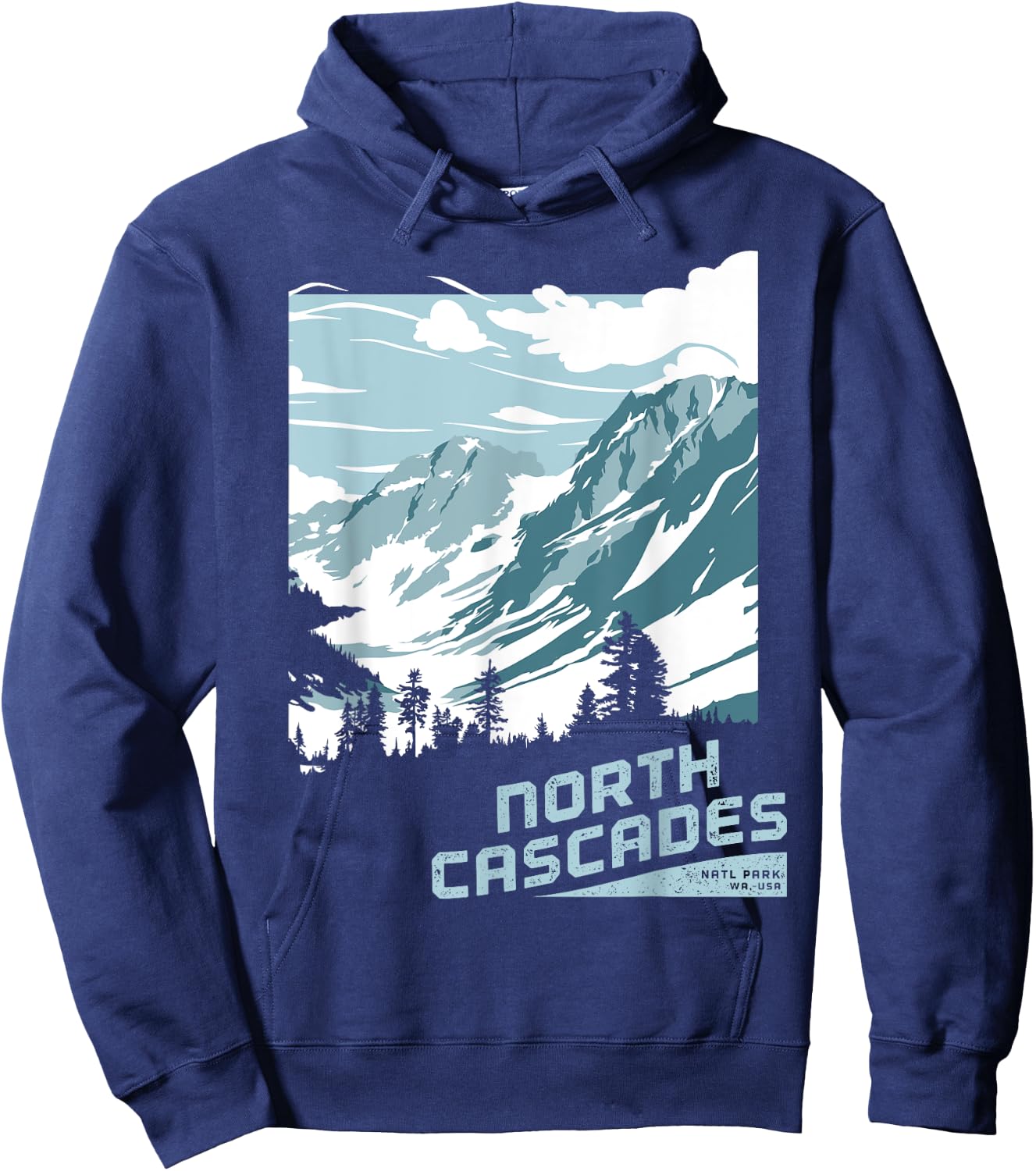North Cascades National Park T shirt Washington Vintage Gift Hoodie - Hoodie | Navy