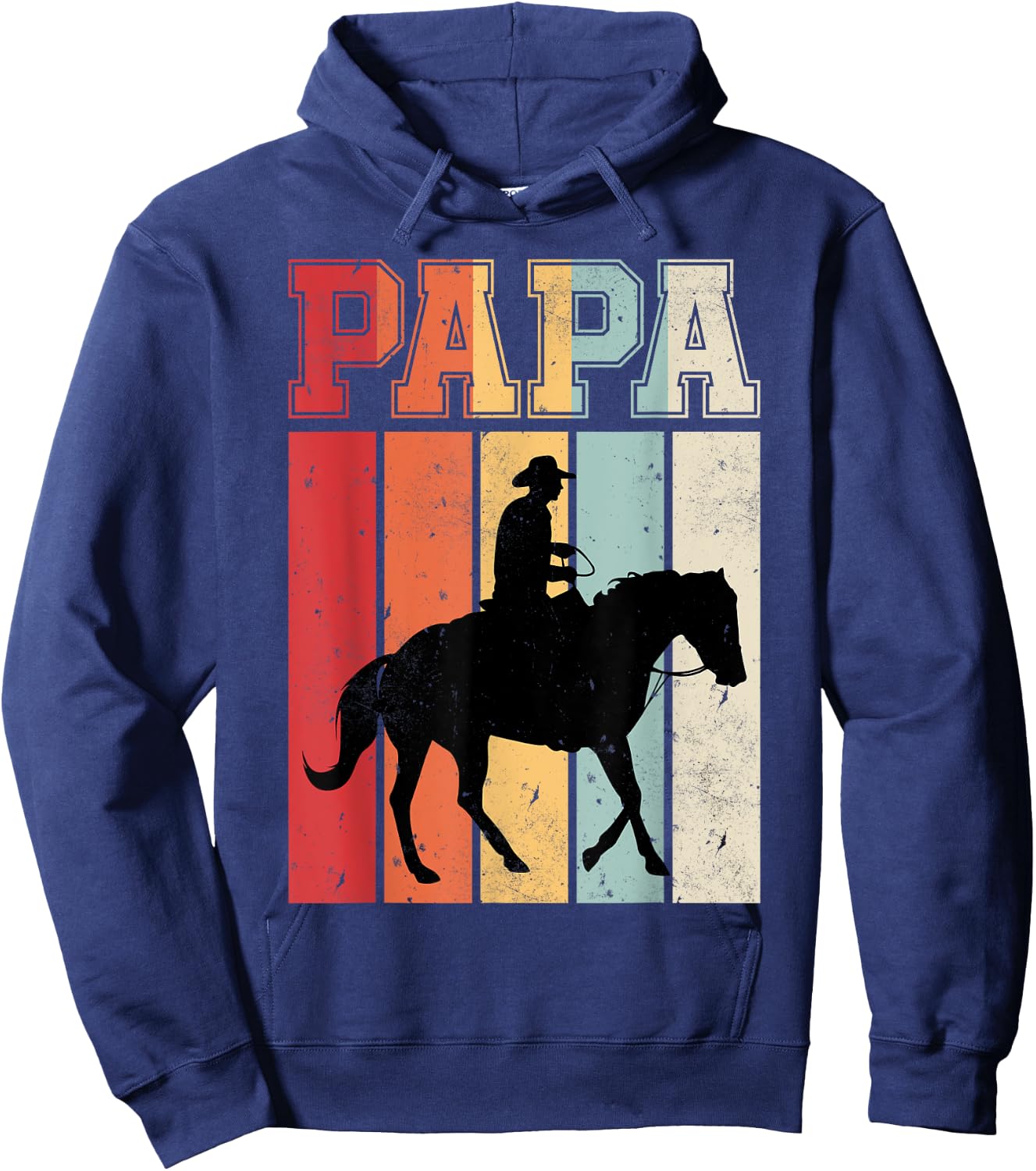 Vintage Horse Riding Papa Retro Gift Father's Day Daddy Hoodie - Hoodie | Navy