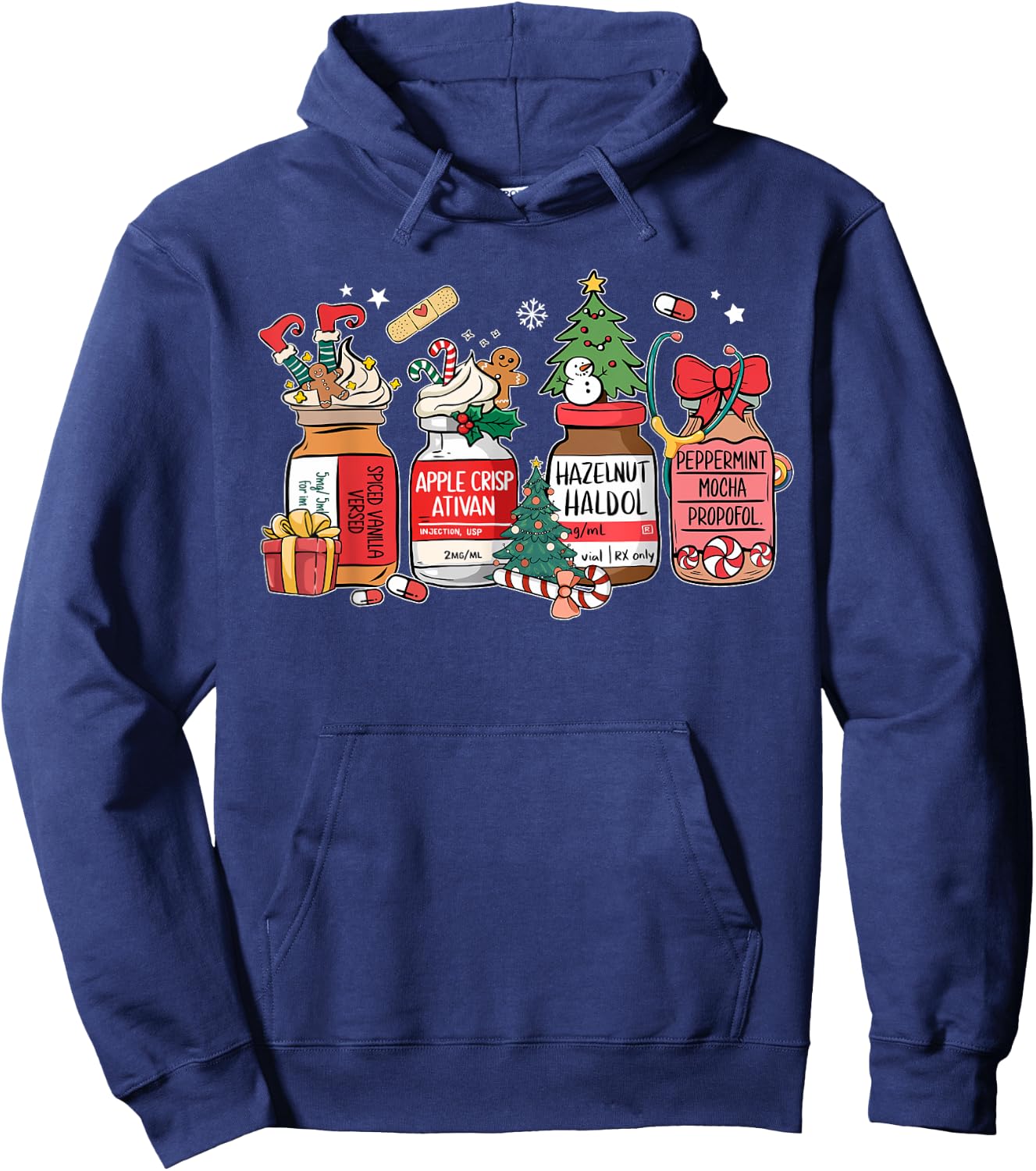 Christmas Nurse Funny Peppermint Mocha Propofol ER ED ICU RN Hoodie - Hoodie | Navy