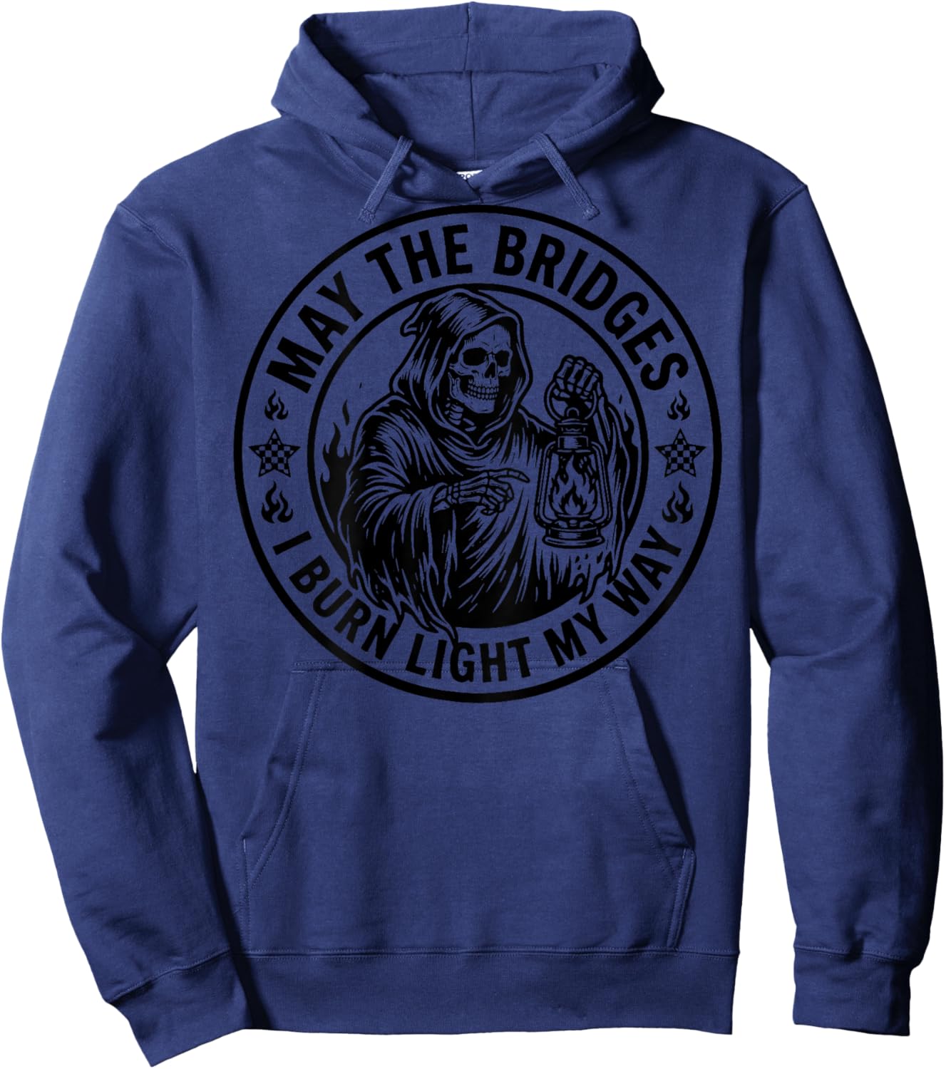 May The Bridges I Burn Light My Way Skull Gothic (ON Back) Hoodie - Hoodie | Navy