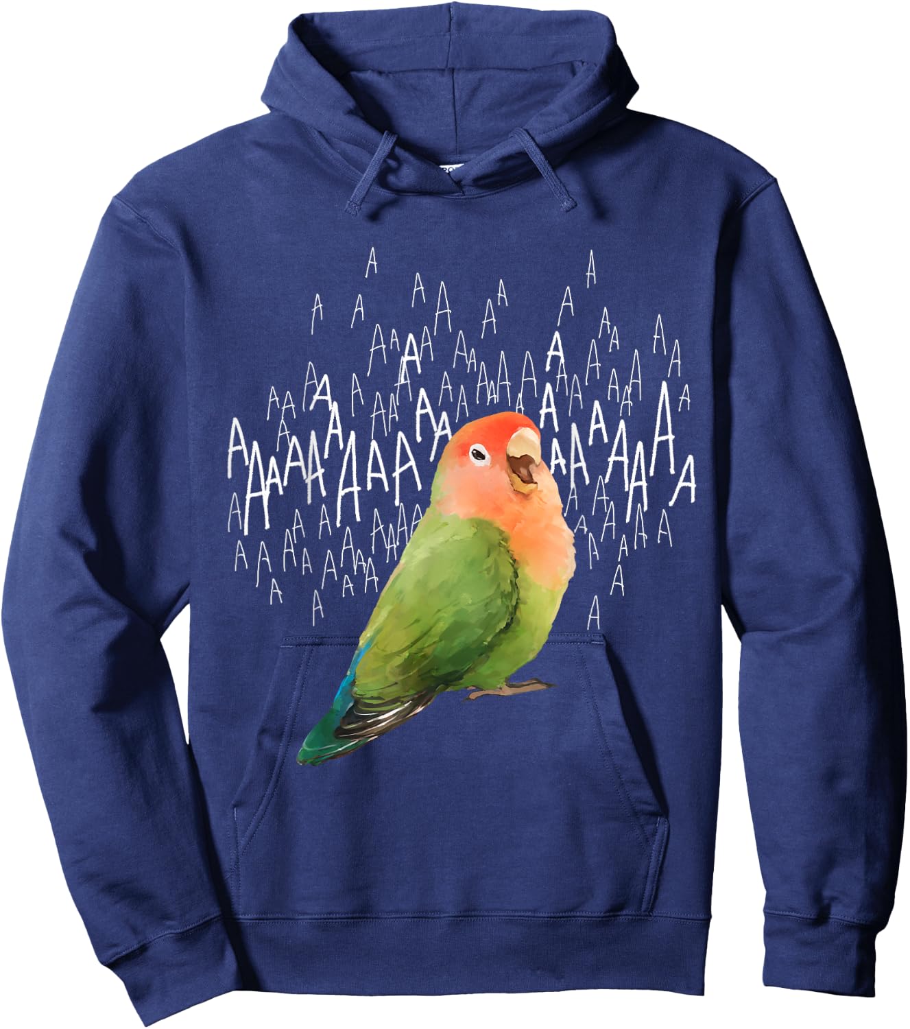 Birbber -Adults & Kids Black Screaming Lovebird (Green Peachfaced) Cotton 100% Modern Cartoon Hoodie - Hoodie | Navy