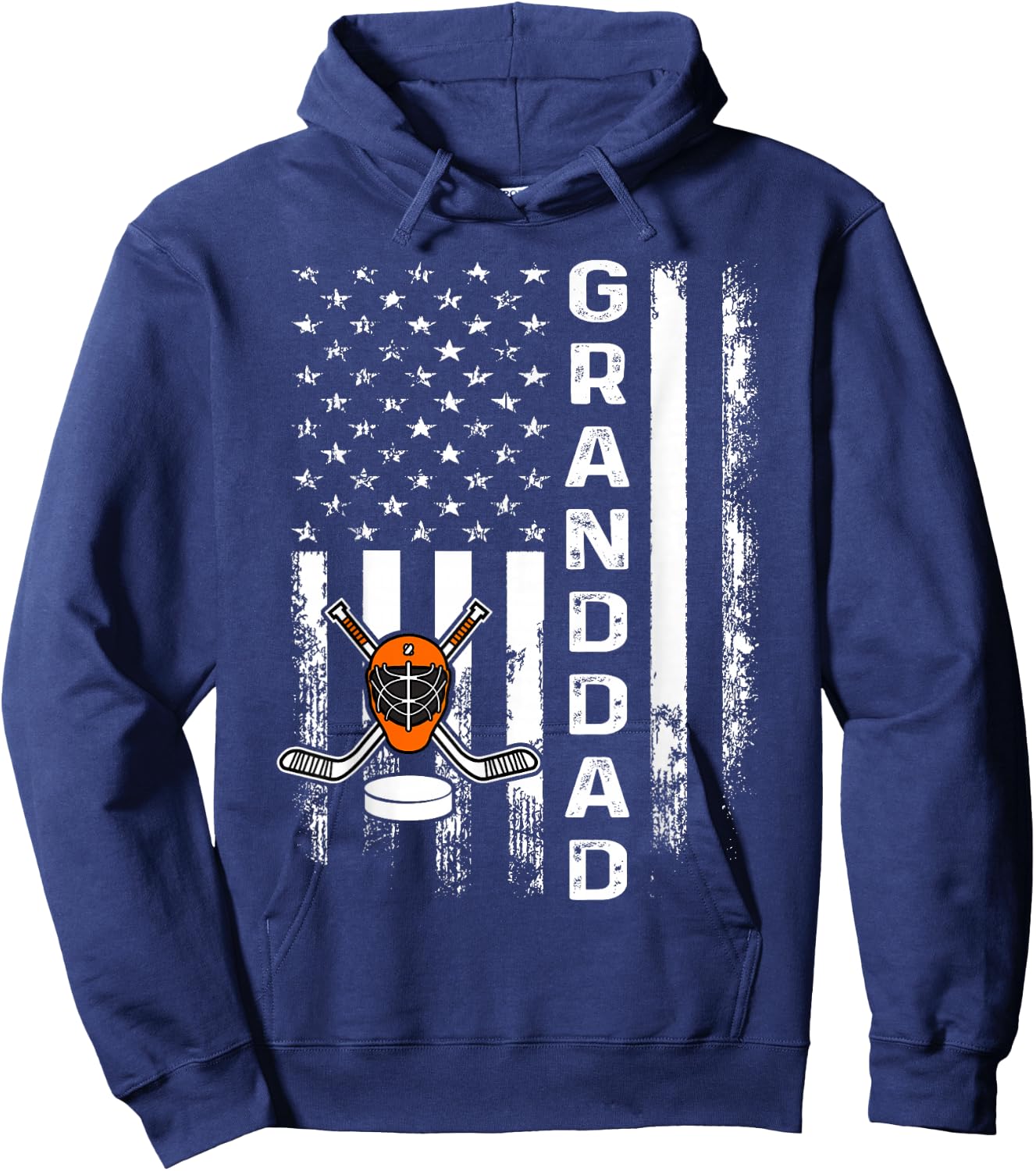 Ice Hockey Granddad America Flag Men Women Christmas Xmas Hoodie - Hoodie | Navy