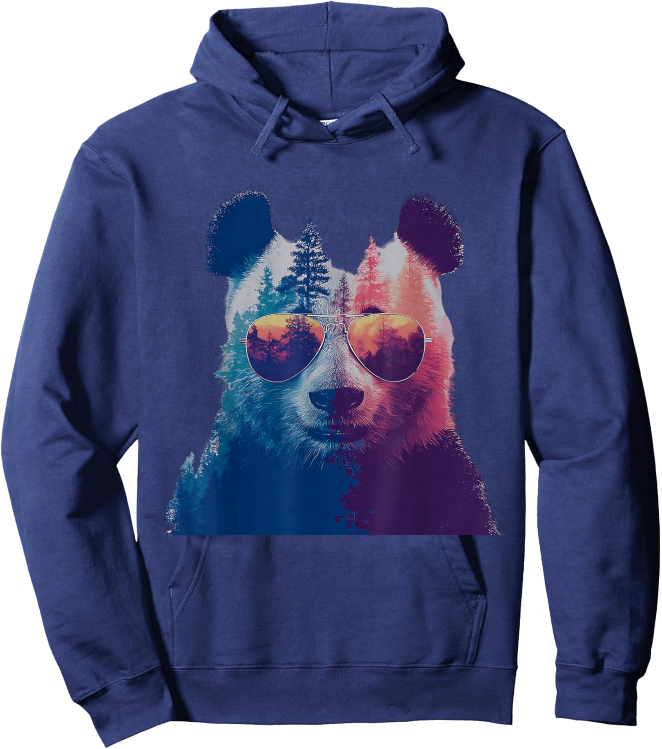Panda with Sunglasses Motif Wildlife Panda Bear Animal Lover Hoodie - Hoodie | Navy