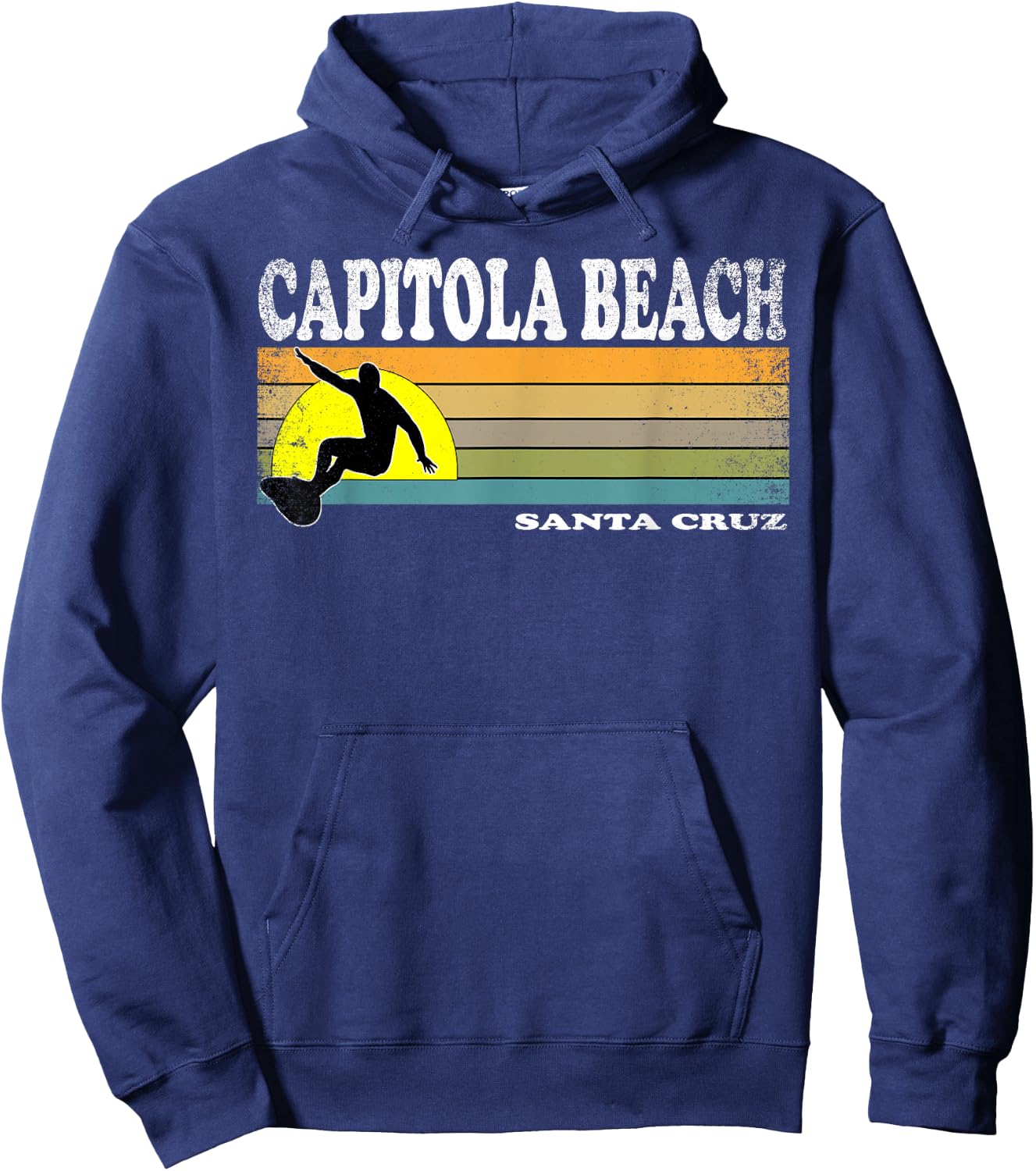 Vintage Capitola Beach Santa Cruz Retro California Surfer Hoodie - Hoodie | Navy
