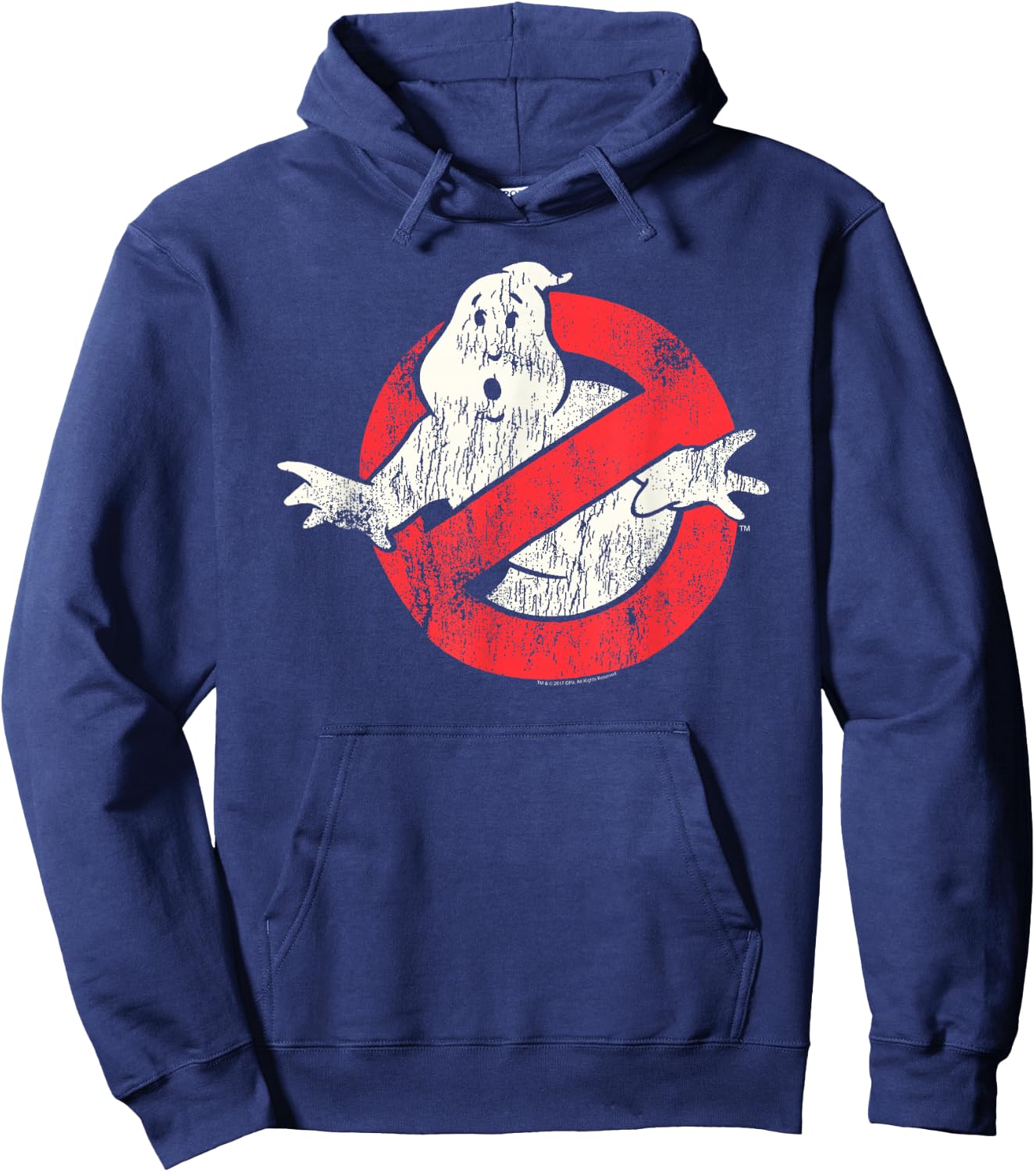 Ghostbusters Vintage Distressed No Ghost Logo Retro Movie Hoodie - Hoodie | Navy