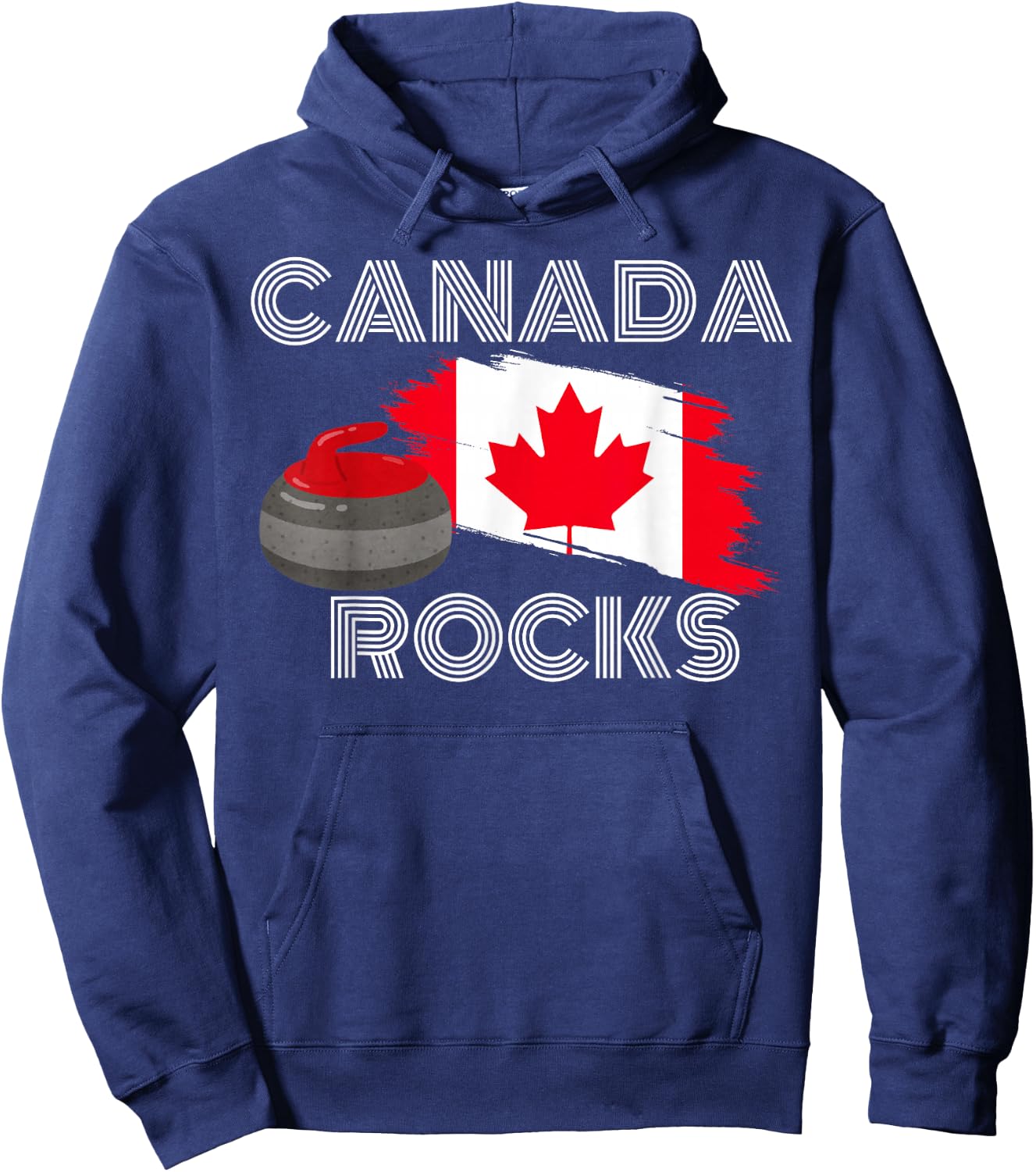 Canada Rocks Curling Team Support Proud Canada Flag Hoodie - Hoodie | Navy