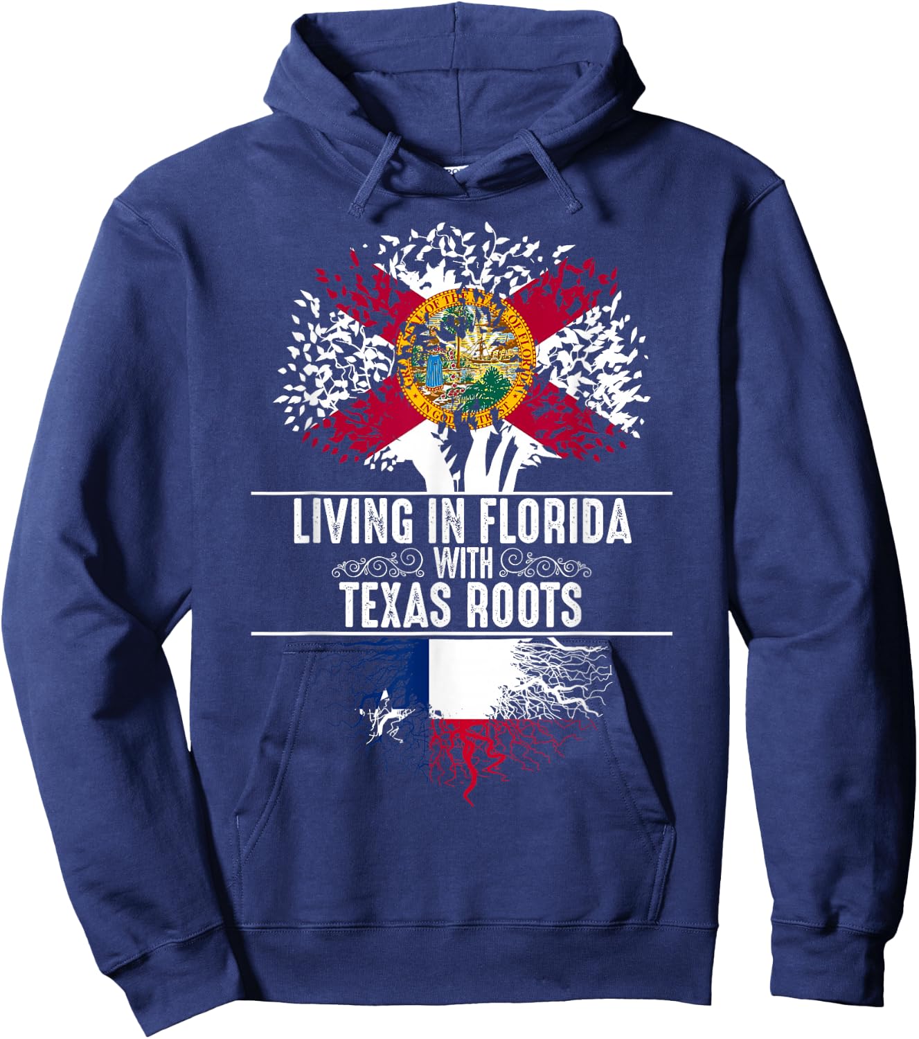Florida Home Texas Roots State Tree Flag Shirt Love Gift Hoodie - Hoodie | Navy