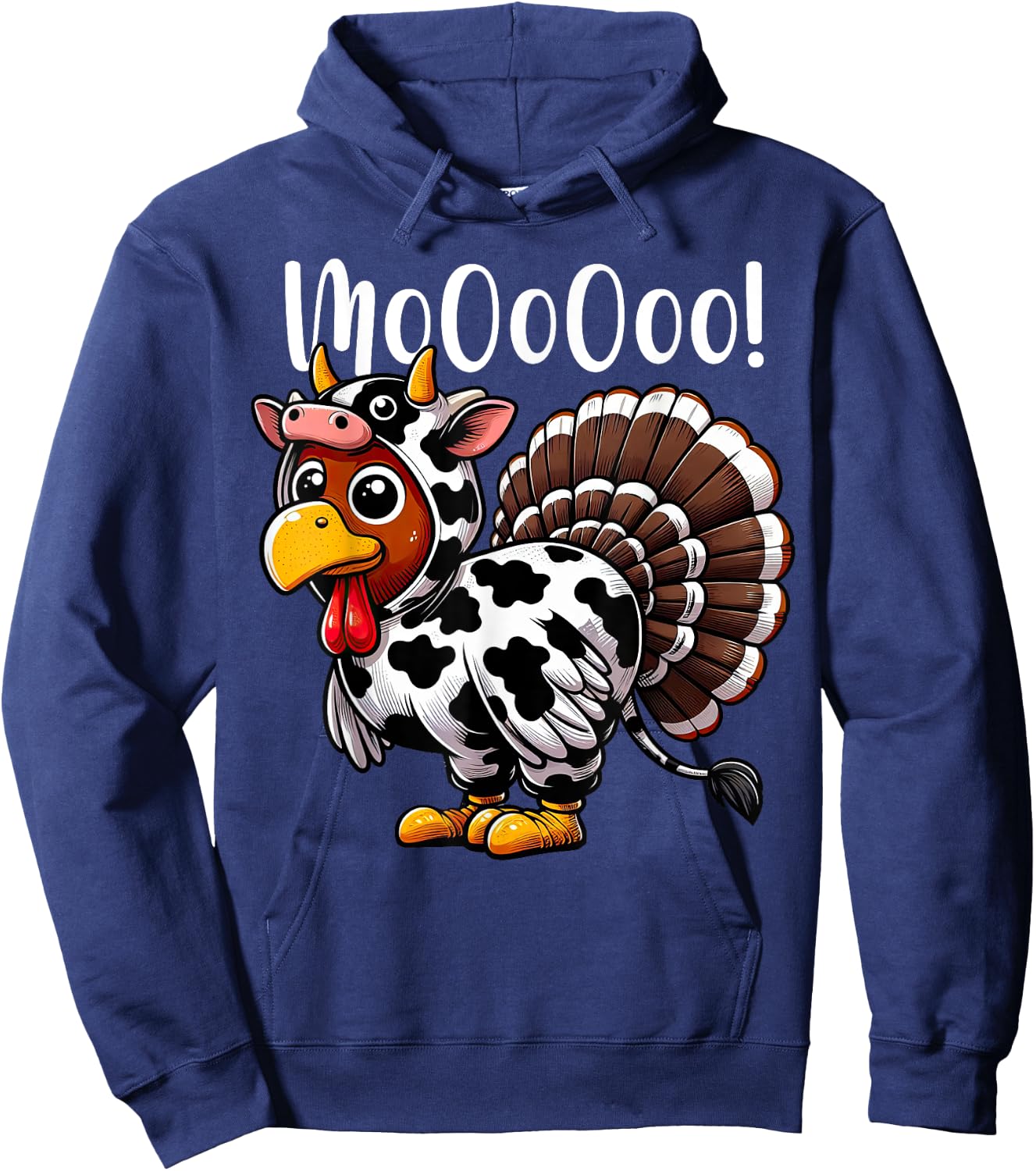 Turkey Moo Cow Costume Funny Thanksgiving Hoodie - Hoodie | Navy