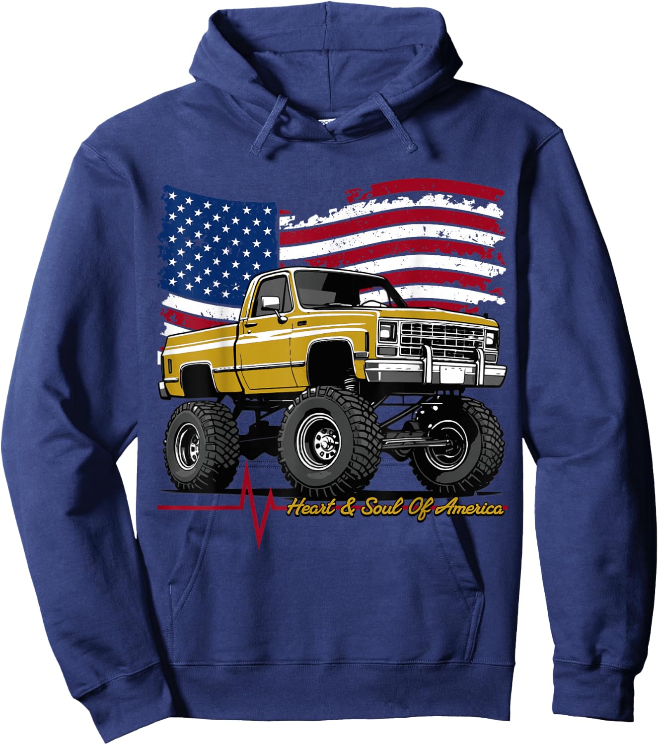 Lifted 4wd Squarebody Truck Vintage Classic American Freedom Hoodie - Hoodie | Navy