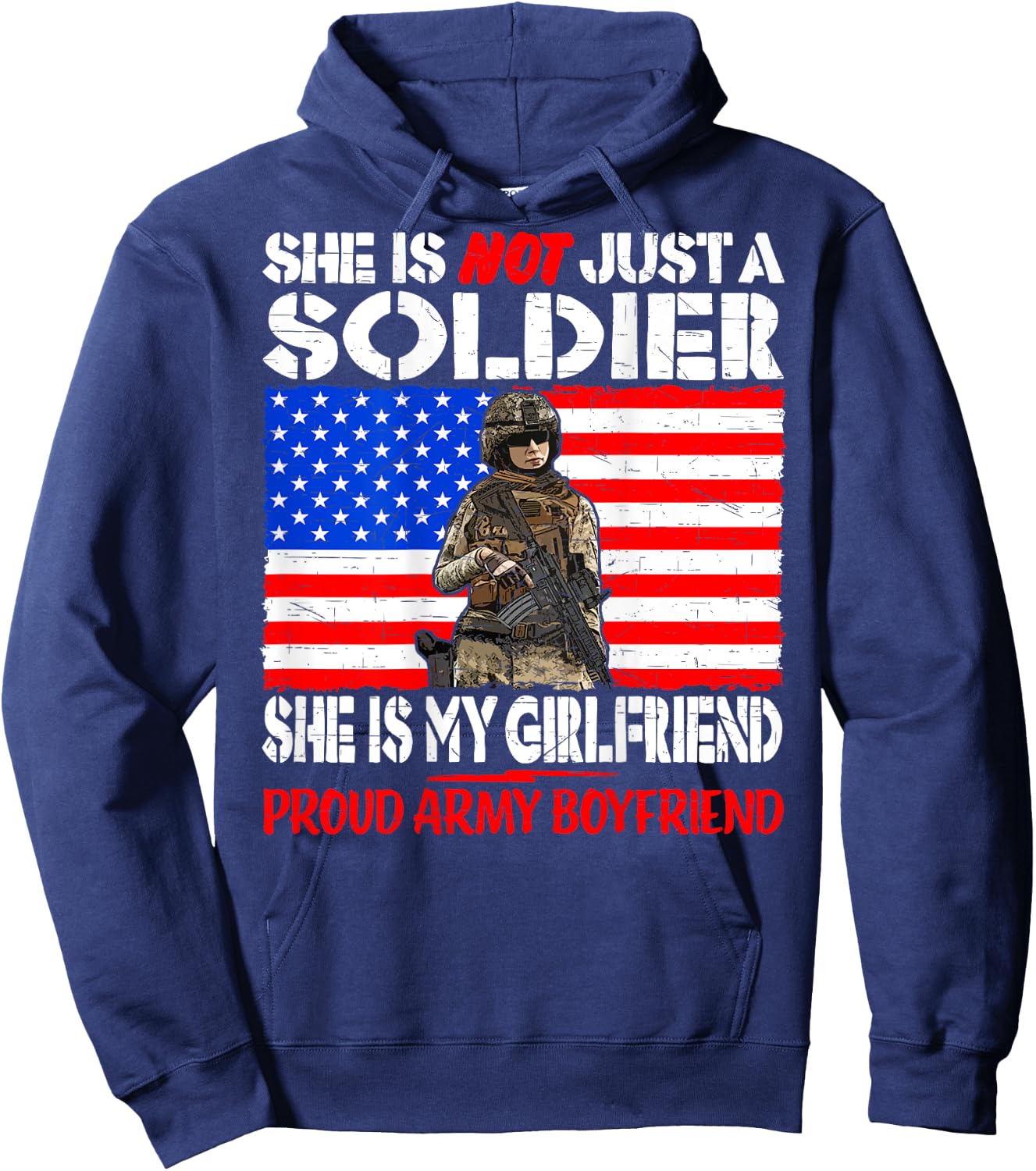 My Girlfriend Is A Soldier Proud Army Boyfriend Lover Gift Hoodie - Hoodie | Navy