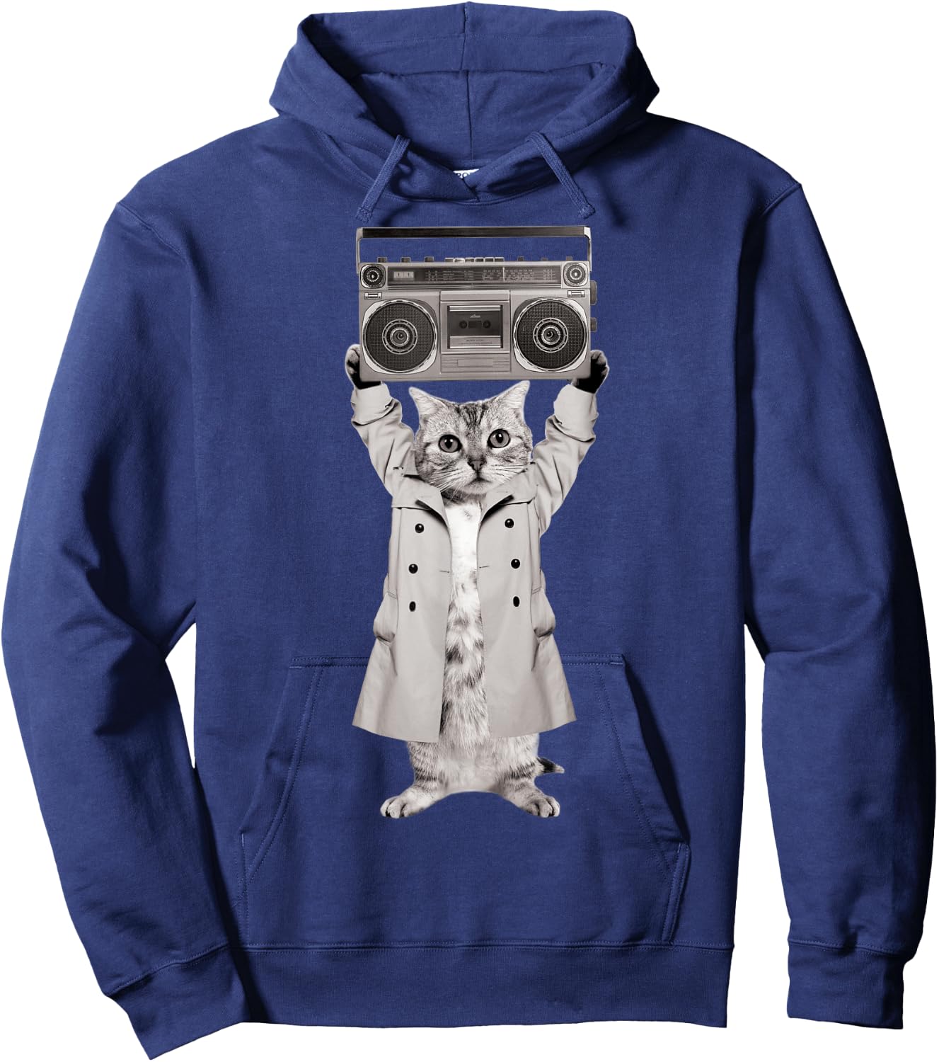 Say Something Cat Boombox Monotone Hoodie - Hoodie | Navy