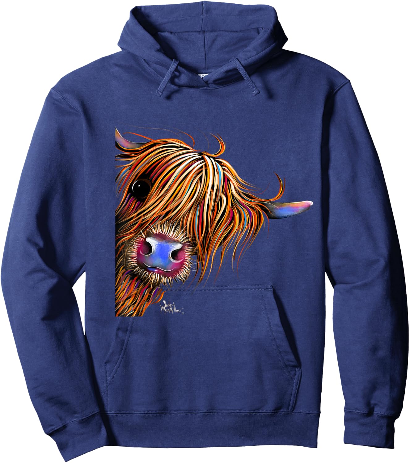 HiGHLaND CoW PRiNT ANiMaL PRiNT ' SuGaR LuMP ' Hoodie - Hoodie | Navy